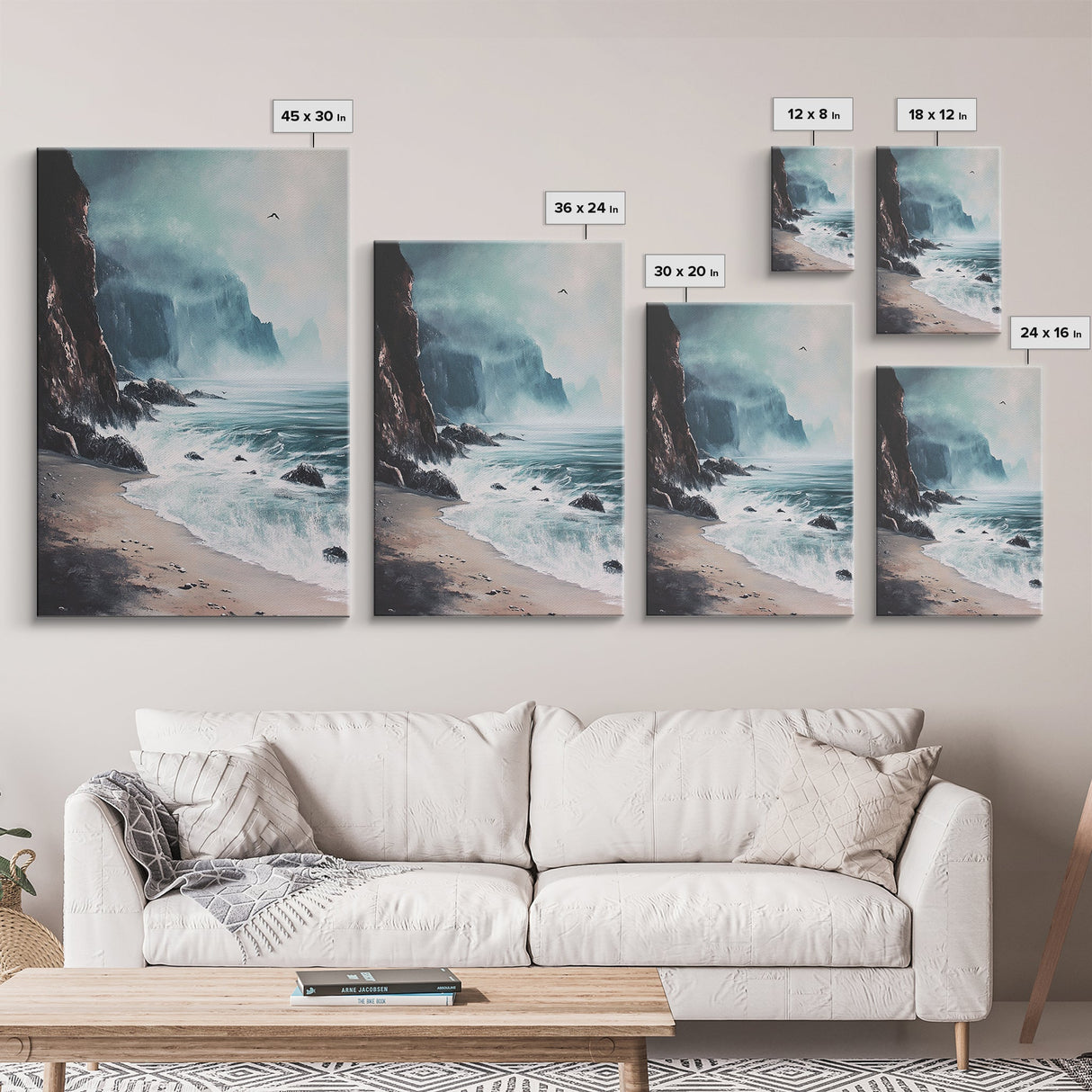 Stormy Coast, Dark Romance Painting, Moody Art, Seascape Painting, Ocean Landscape, Above Couch Art, Framed Canvas Print