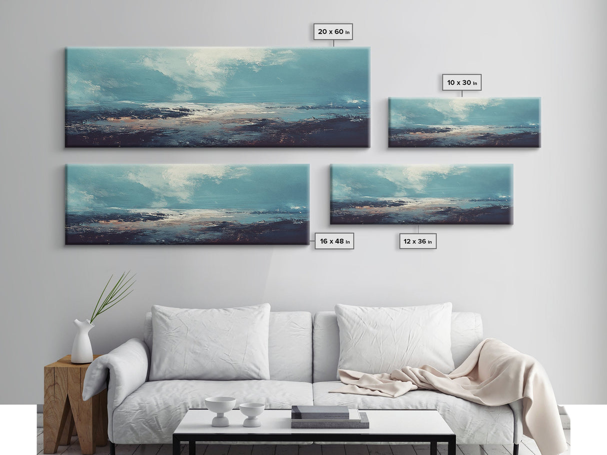 Moody Ocean Canvas Print Coastal Seascape Art, Abstract Blue Water Painting, Home Decor, Living Room Wall Art, Ocean Wall Art