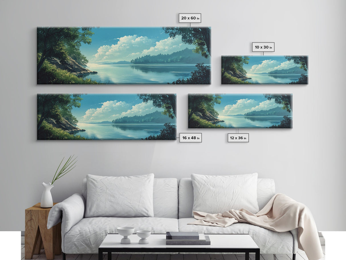 Tranquil Lake Landscape Painting Nature Serenity Wall Art Forest Reflection Artwork Minimalist Modern Home Decor