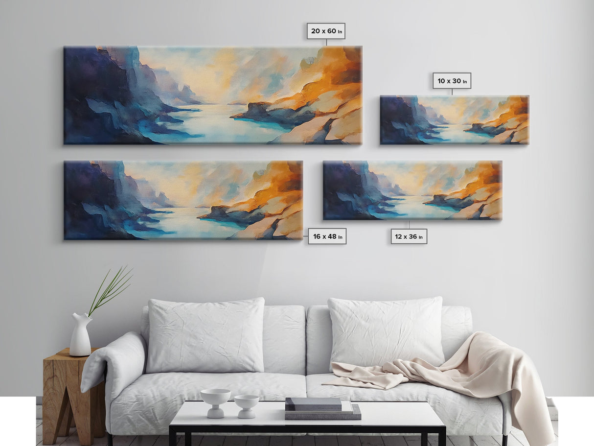 Print Ethereal Canyon Painting Misty River Landscape Wall Art Dreamy Nature Artwork Tranquil Modern Decor Bedroom