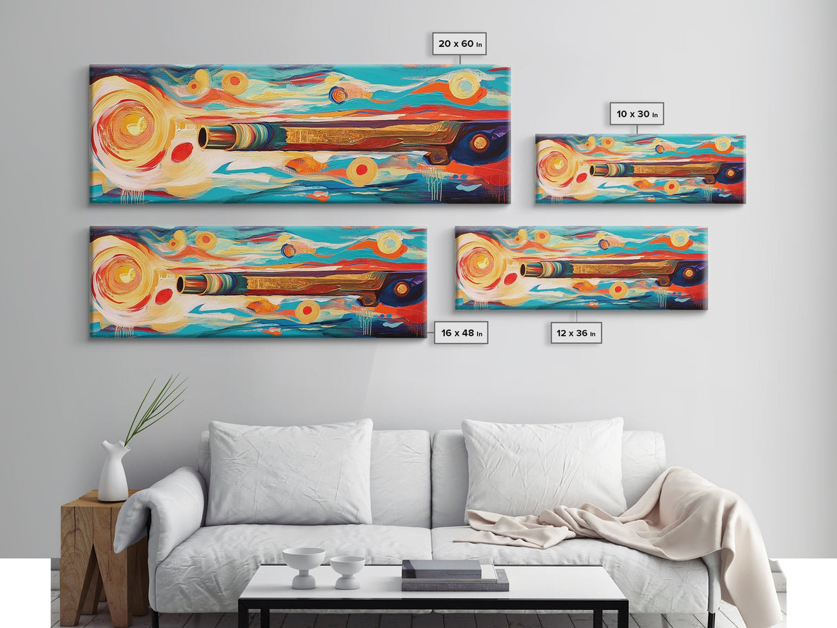 Abstract Shotgun Art Framed Canvas Print Vibrant Wall Decor Western Painting Rustic Living Room Wall Art Southwestern Boho Style