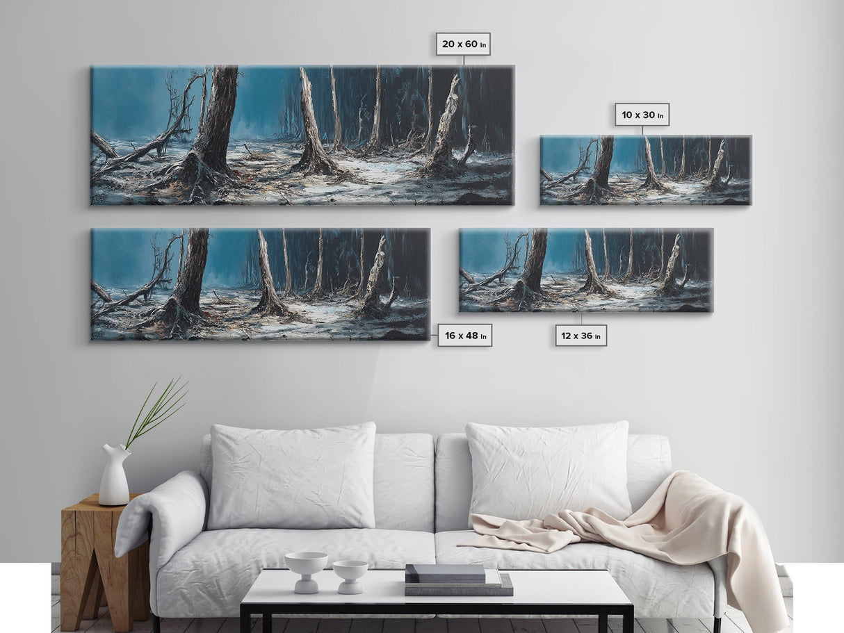 Dark Forest Mystical Canvas Print Moody Landscape Wall Art Gothic Nature Decor Haunted Woods Painting Spooky Halloween Gift