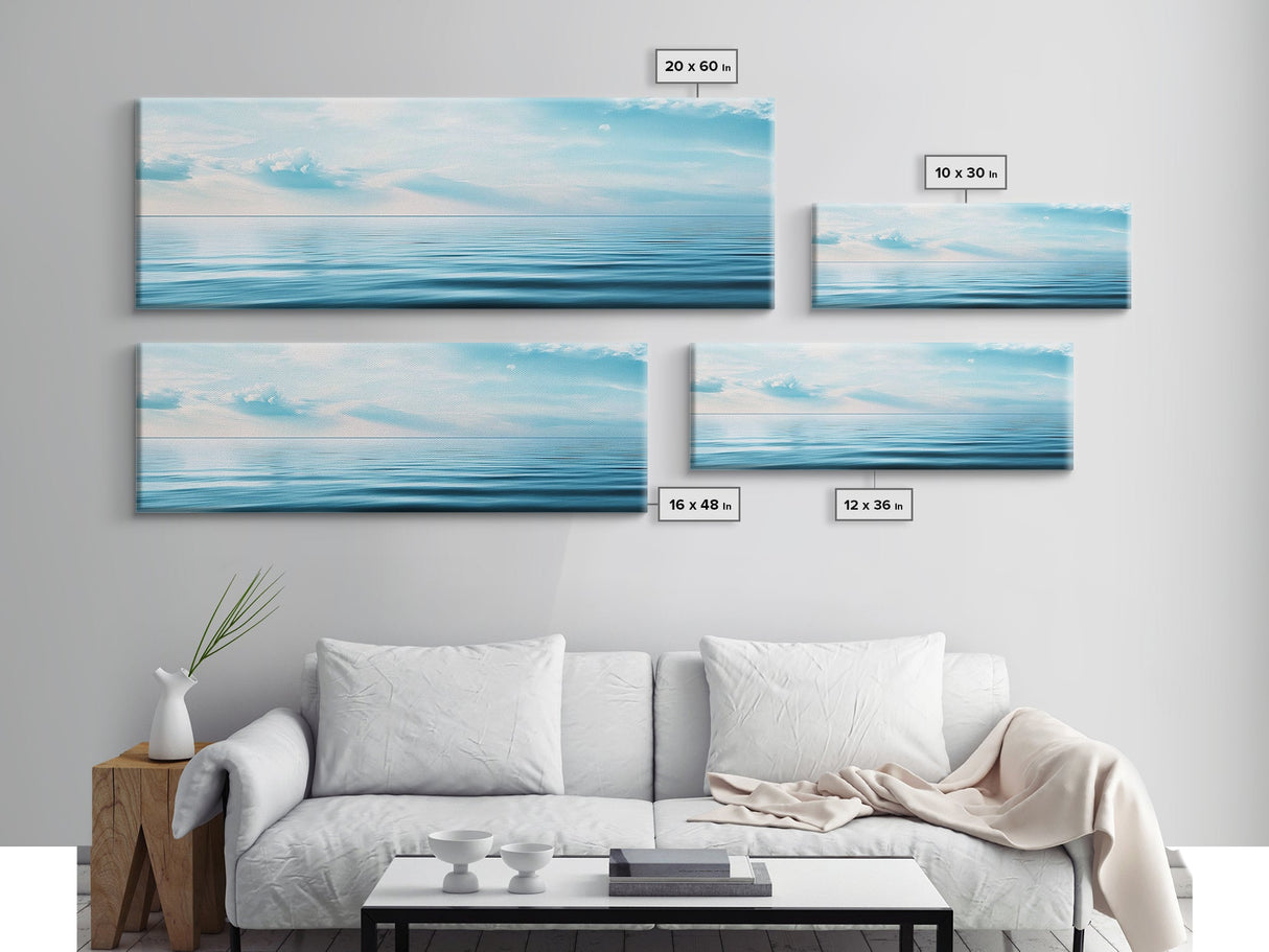 Serene Ocean Horizon Canvas Print Minimalist Beach Wall Art Tranquil Coastal Decor Calming Seascape Painting Zen Gift