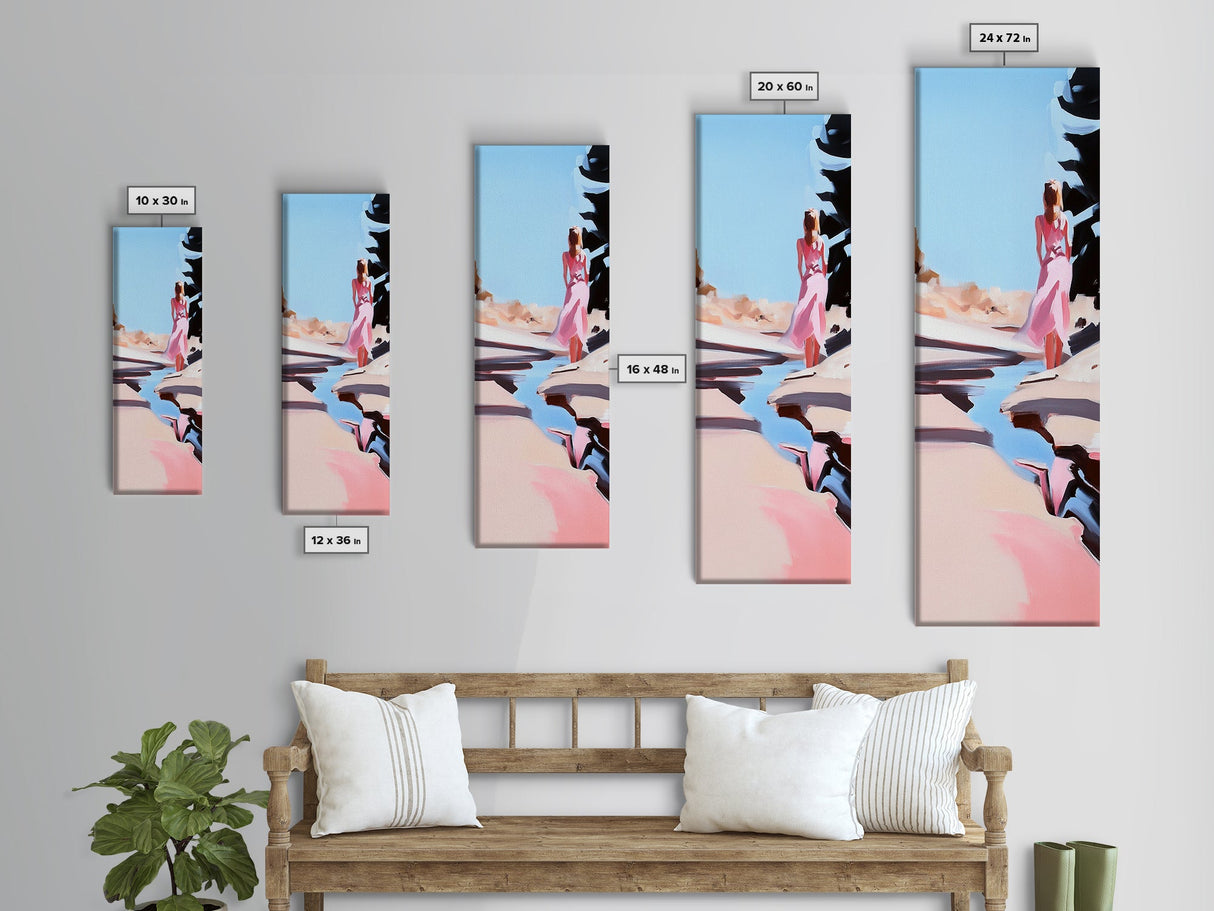 Woman, Sand Reflection, Dreamy Art, Canvas Print, Coastal Art, Minimalist Aesthetic, Soft Color Palette, Living Room Wall Art