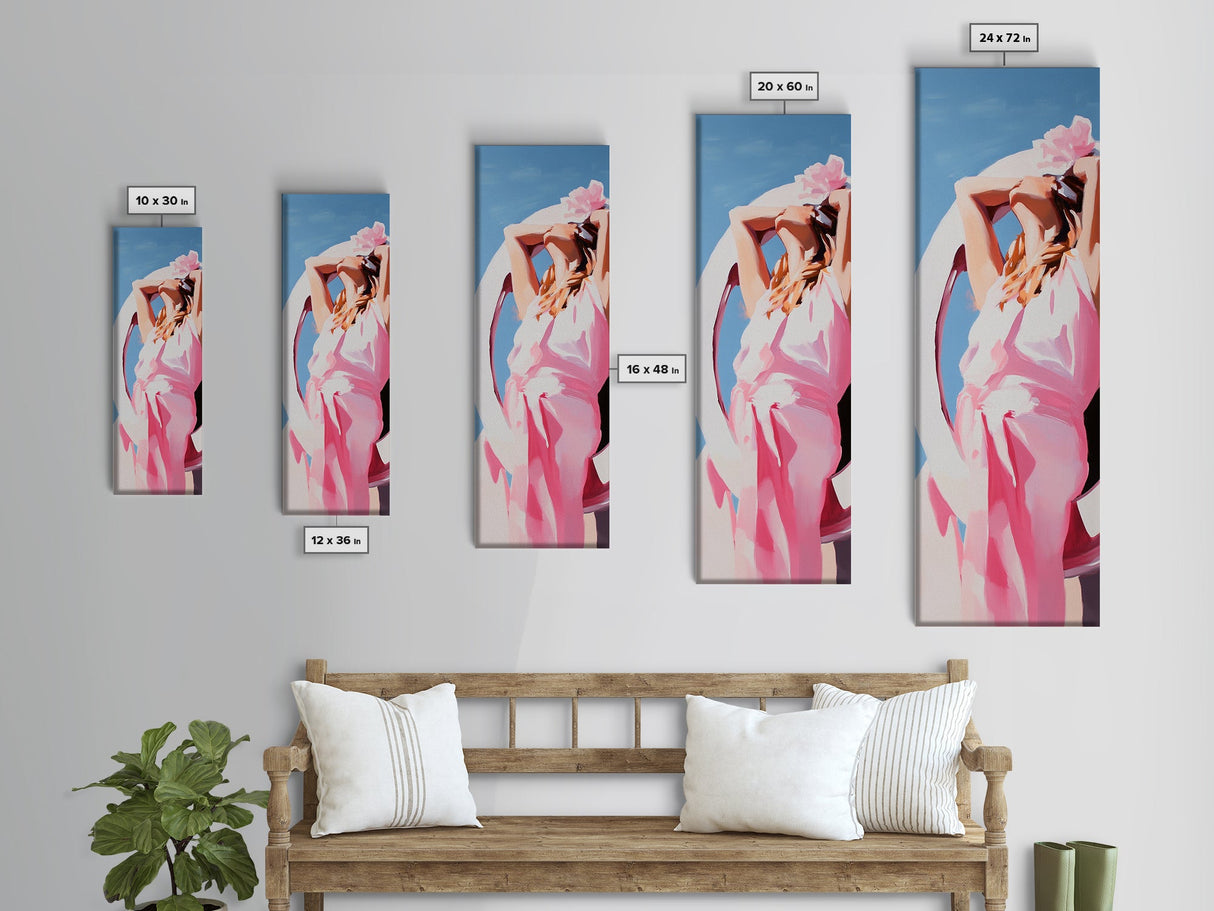 Woman Relaxing, Boho, Summer, Canvas Print, Sunlit Portrait Art, Feminine Wall Decor, Bedroom Artwork, Aesthetic Wall Art