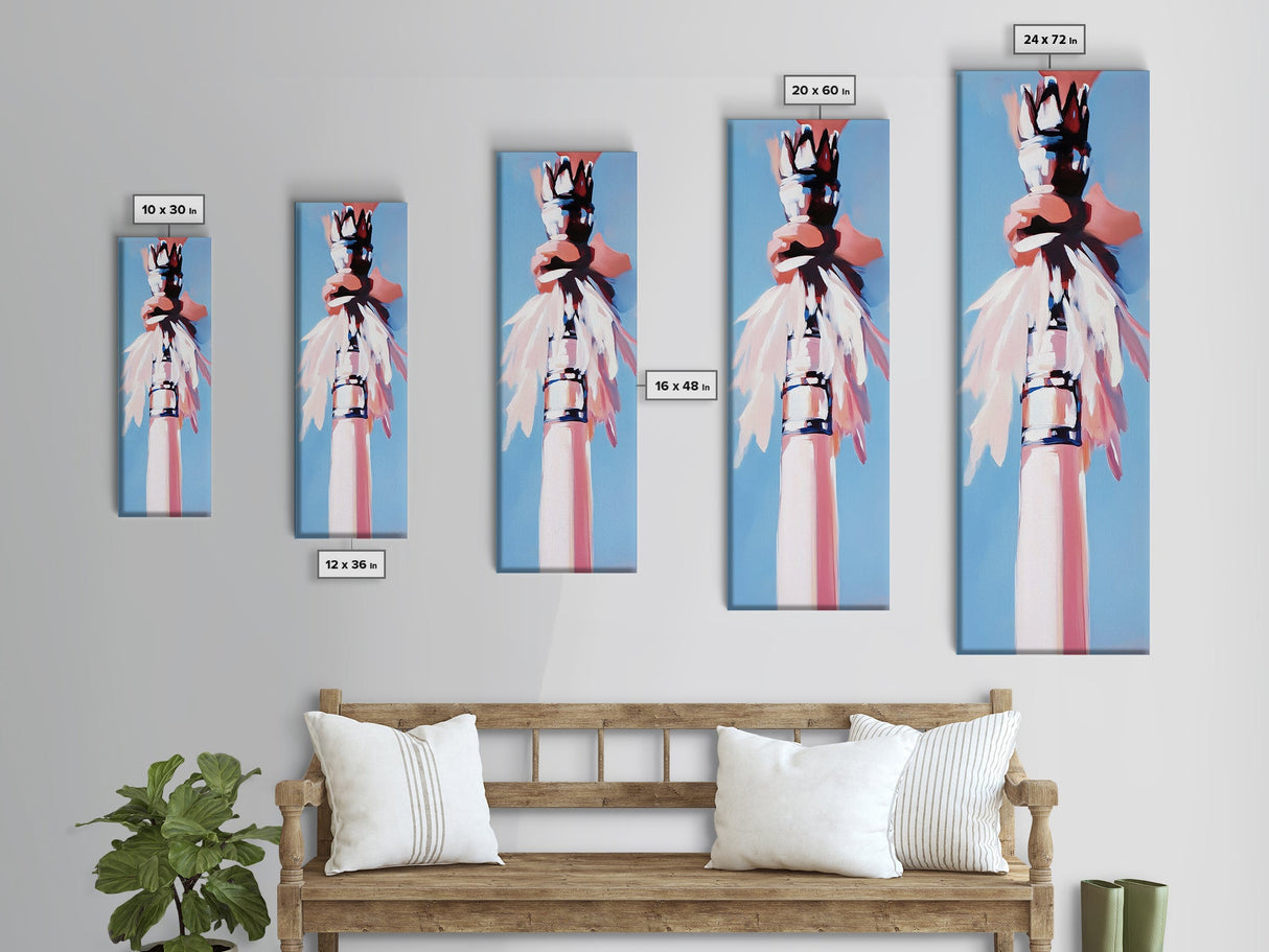 Feathered Totem, Tribal, Dreamy, Canvas Print, Boho Wall Art, Ethereal Painting, Spiritual Decor, Modern Artistic Decor