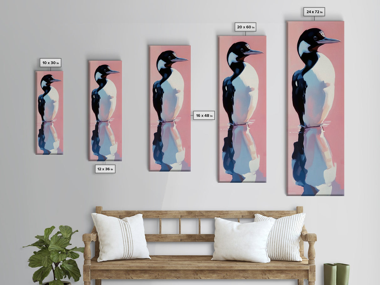 Loon, Reflections, Wildlife, Bird Art, Lake House Decor, Tranquil Wall Art, Waterfowl Painting, Framed Canvas Print