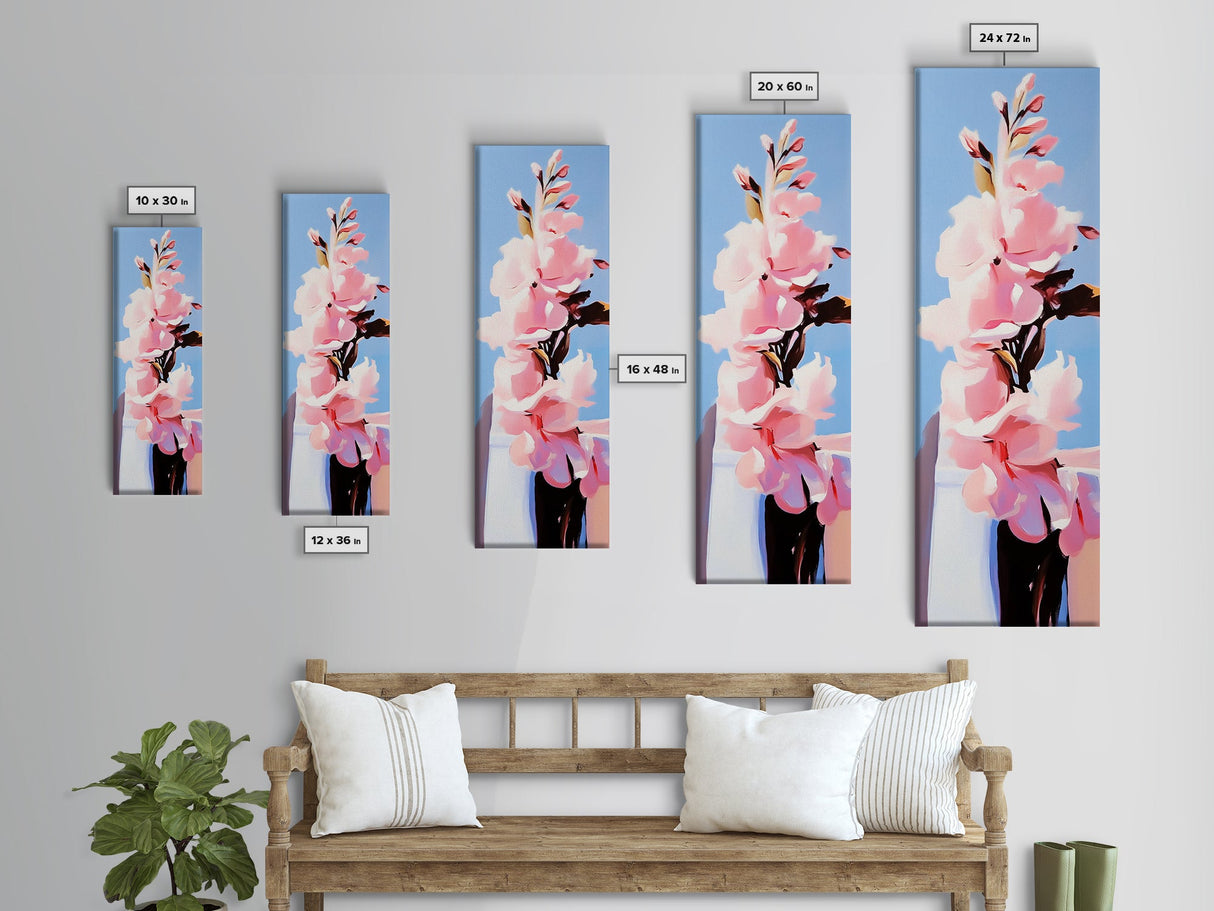 Pink Flowers, Botanical, Blooming Art, Nature Wall Art, Feminine Decor, Modern Floral Painting, Bedroom Aesthetic, Canvas Print