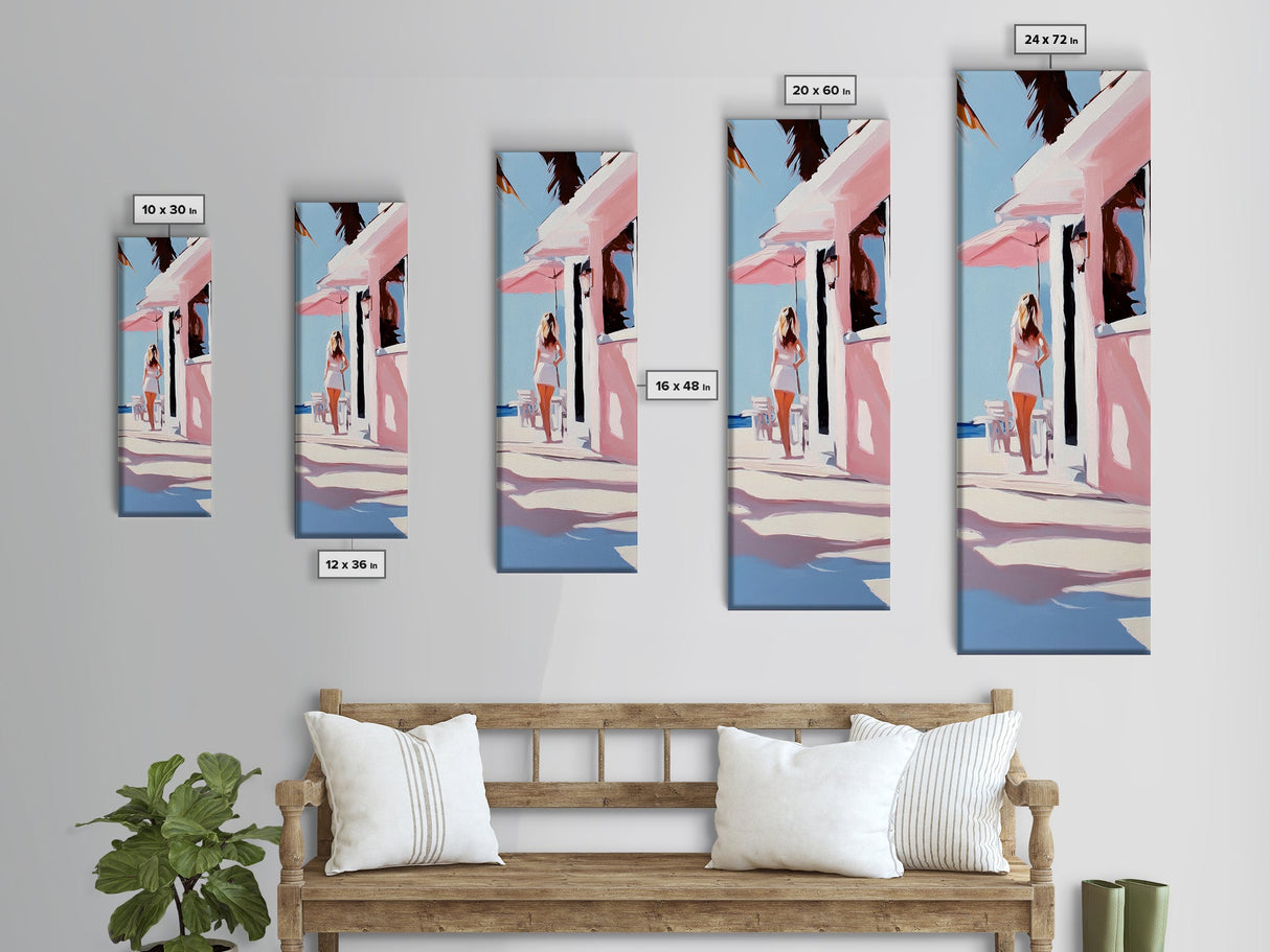 Pink Paradise, Coastal Retreat, Tropical Art, Canvas Print, Living Room Wall Art, Vacation Vibes, Minimalist Decor, Pastel Art