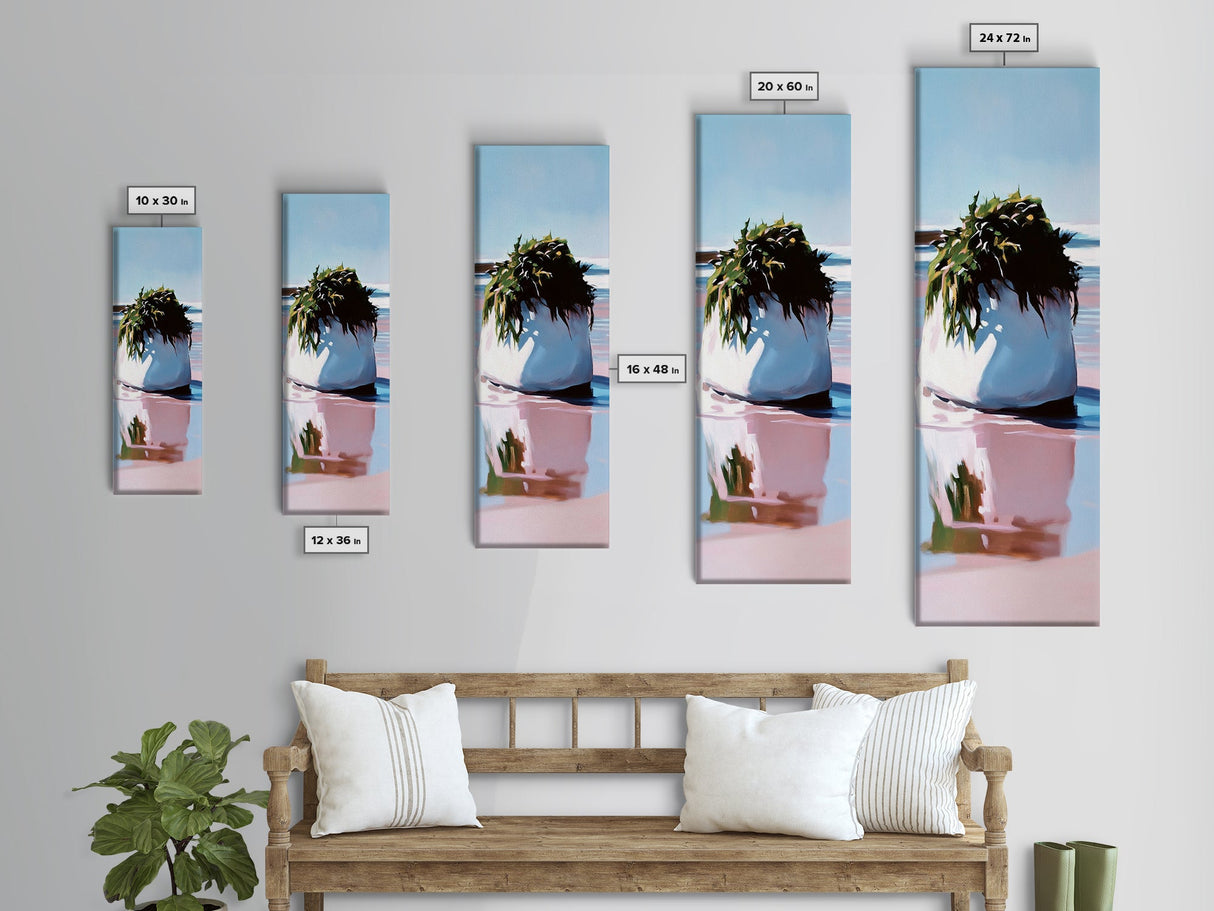 Coastal Rock, Ocean Wall Art, Minimalist Seascape, Framed Canvas Print, Abstract Beach, Contemporary Painting, Living Room Wall Art