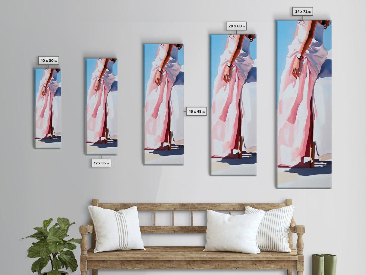 Elegant Silhouette, Soft Pink Dress, Feminine Wall Art, Framed Canvas Print, Minimalist Fashion Art, Chic Home Decor, Modern Aesthetic