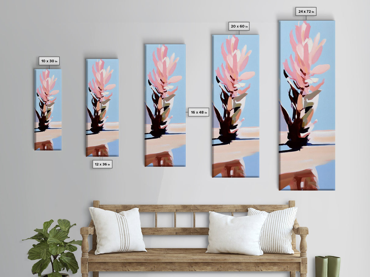 Blooming Beauty, Pastel Floral Art, Feminine Aesthetic, Soft Pink Flowers, Minimalist Botanical Painting, Bedroom Framed Canvas Print