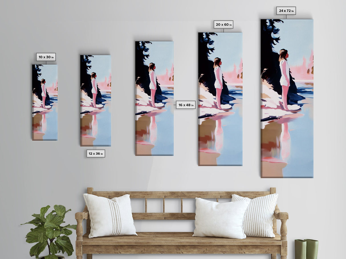 Serene Lake View, Reflection Art, Tranquil Scene, Minimalist Aesthetic, Framed Canvas Print, Nature Wall Art, Bedroom Decor, Pastel Tones