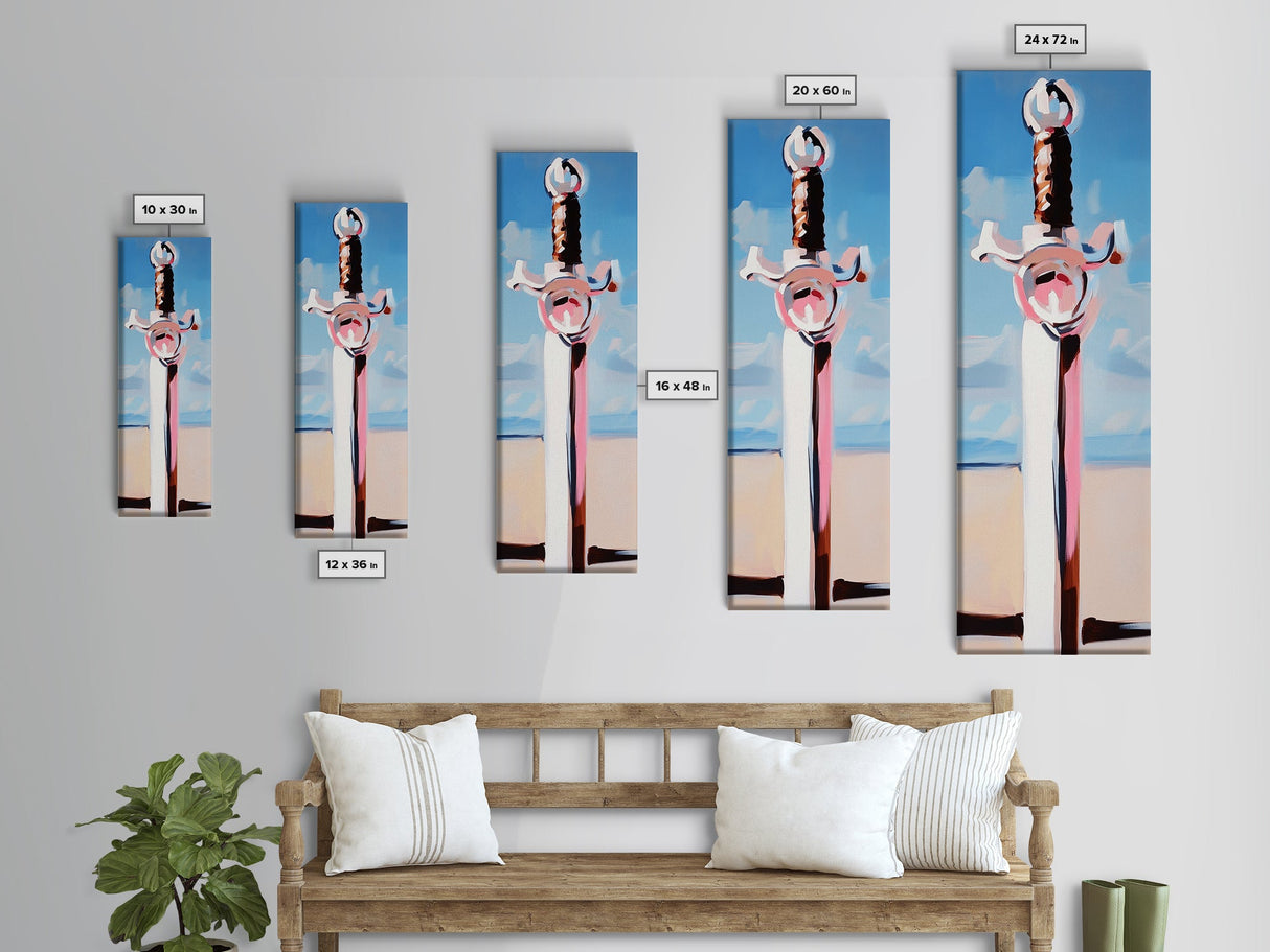 Sword in Sand, Medieval Art, Fantasy Wall Decor, Warrior Art, Rustic Home Decor, Castle Aesthetic, Living Room Canvas Print