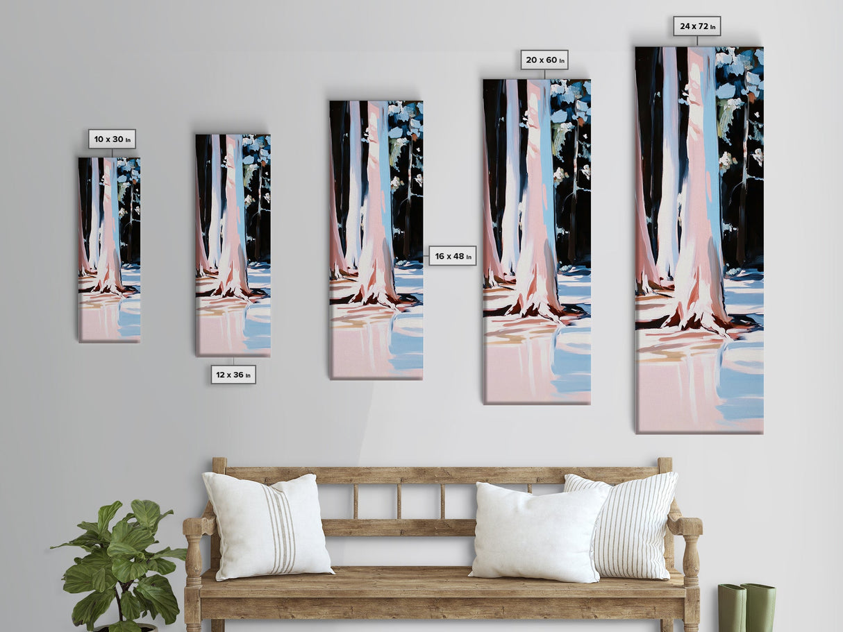 Winter Forest, Snowy Trees, Nature Wall Art, Framed Canvas Print, Minimalist Design, Living Room Decor, Cozy Winter Aesthetic