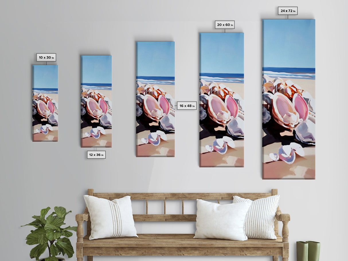 Shell Collection, Seaside Art, Beach Wall Art, Framed Canvas Print, Coastal Aesthetic, Ocean Inspired, Modern Minimalist, Living Room Decor