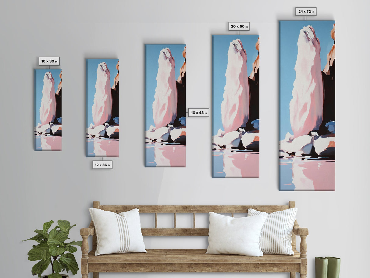 Iceberg, Arctic, Frozen Landscape, Blue, White, Modern Home Art, Minimalist, Winter, Living Room, Office, Framed Canvas Print