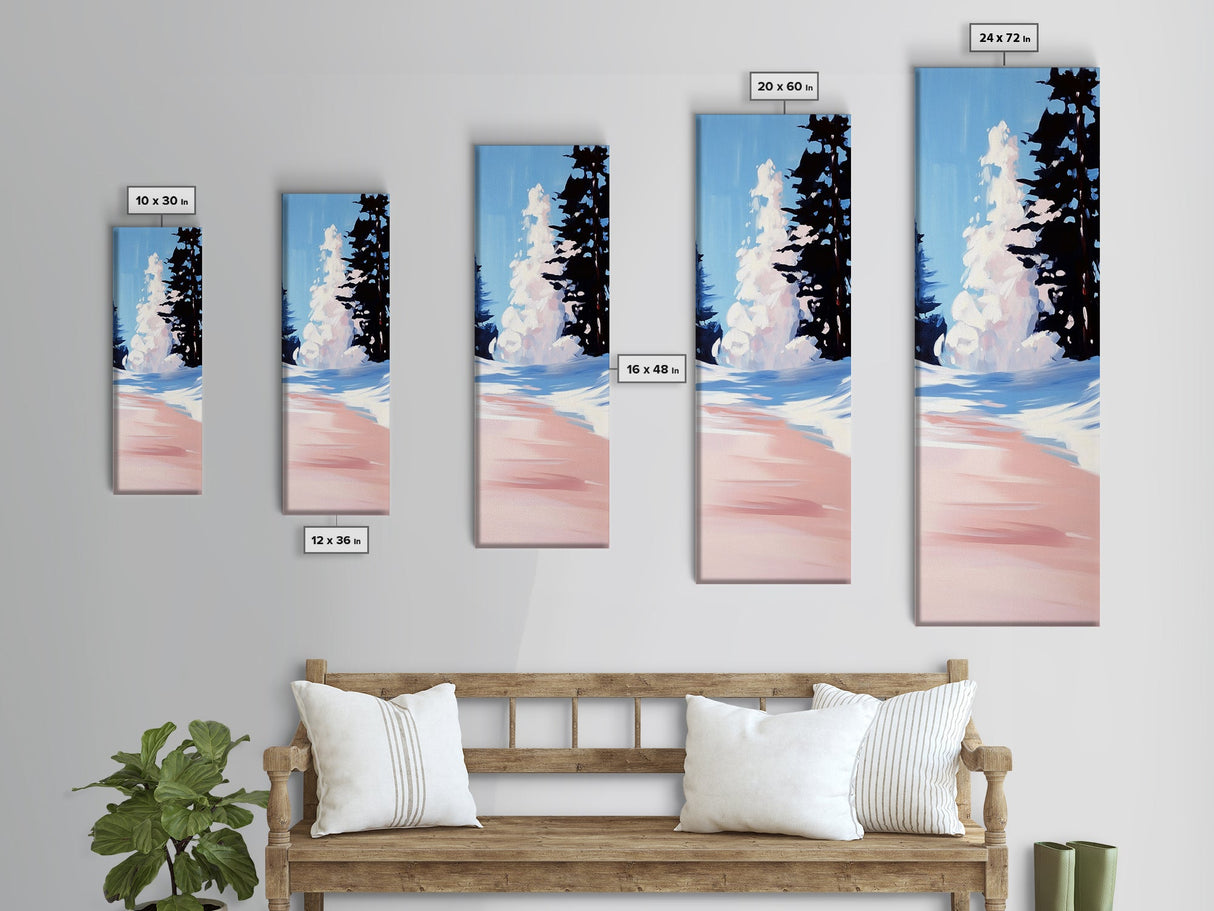 Winter Landscape, Snowy Trees, Blue Sky, Framed Canvas Print, Minimalist Art, Modern Decor, Living Room Wall Art, Christmas Aesthetic