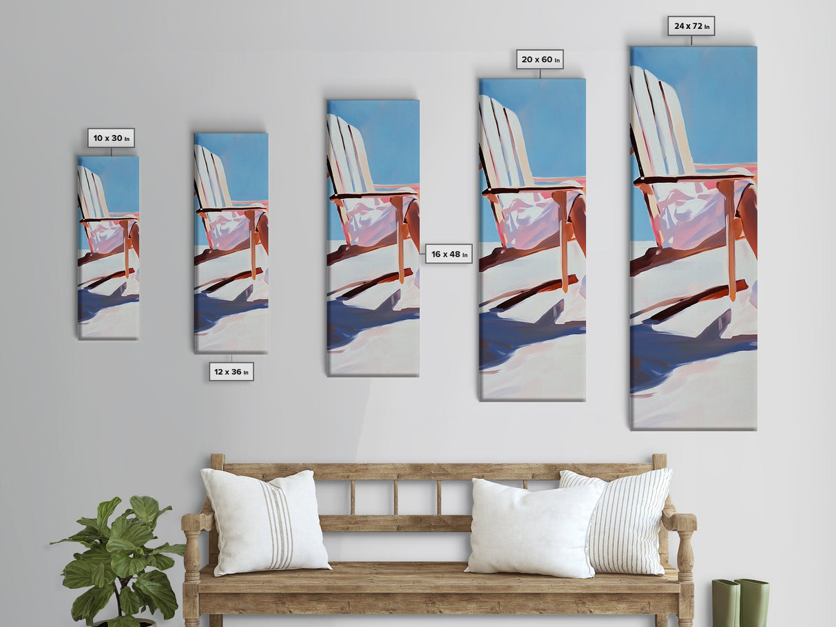 Beach Chair Relaxation, coastal art, summer vibes, minimalist beach painting, modern wall decor, living room art, framed canvas print