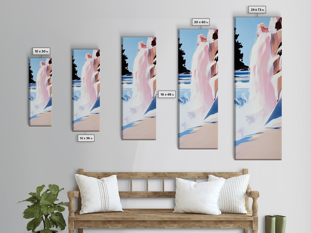 Waterfall Scene, Sunset Cascade, Nature Landscape, Framed Canvas Print, Adventure Art, Outdoor Escape, Mountain Home Decor, Office Wall Art