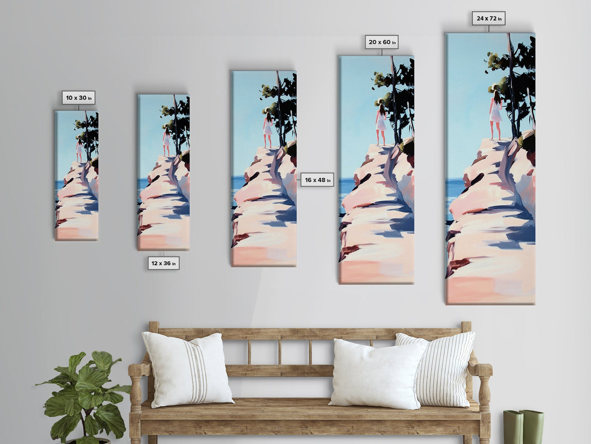 Serenity View, Ocean Horizon, Cliffside Dream, Framed Canvas Print, Beach Aesthetic, Coastal Living, Living Room Art, Minimalist Style