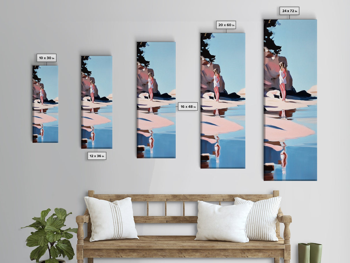 Ocean Reflection, Calm Waters, Coastal Wanderer, Framed Canvas Print, Minimalist Beach Art, Relaxing Home Decor, Bedroom Wall Art