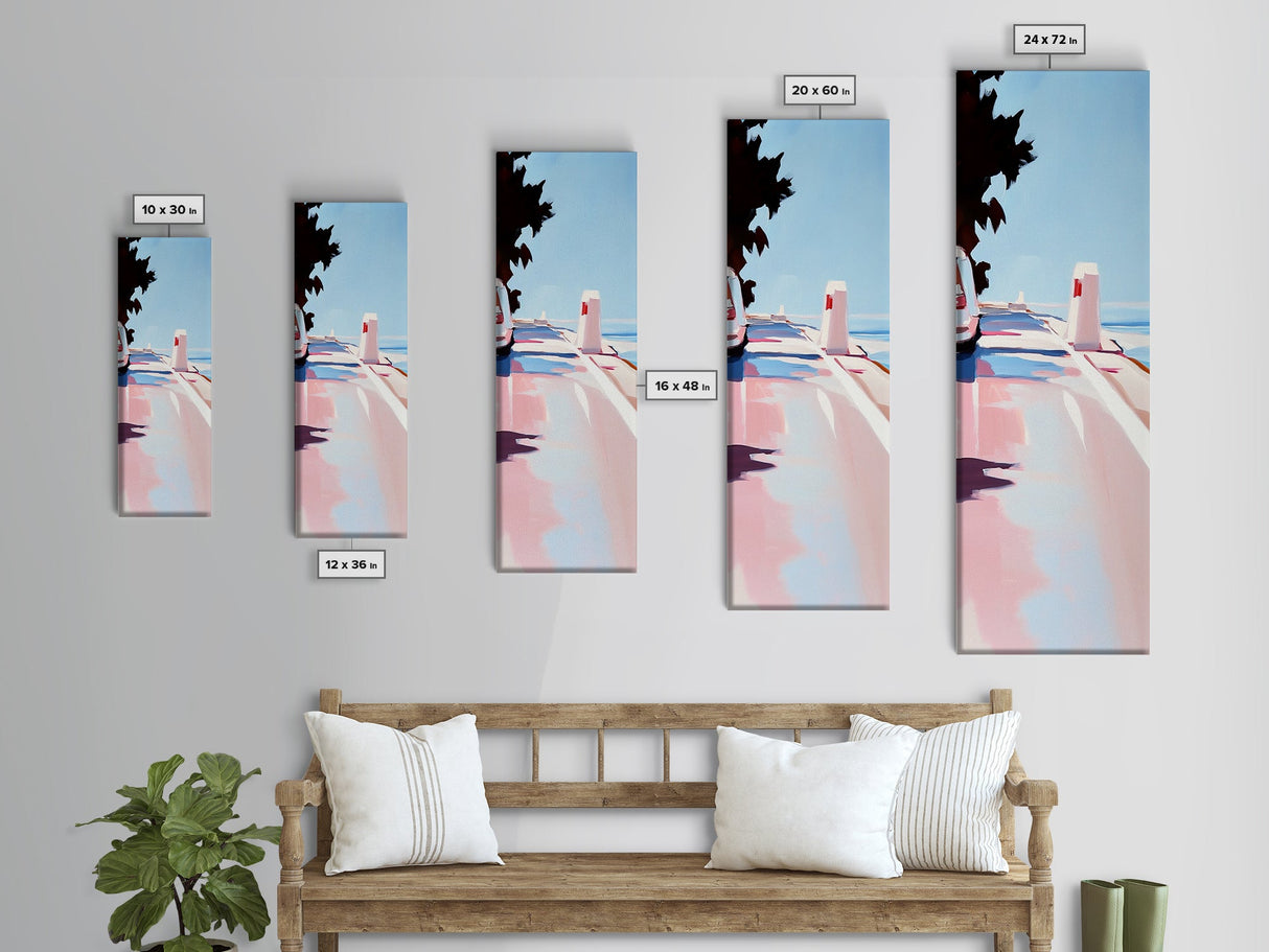 Seaside Walkway, Nautical Wall Art, Coastal Landscape, Canvas Print, Beach House Decor, Ocean Painting, Minimalist Art, Bedroom Wall Art