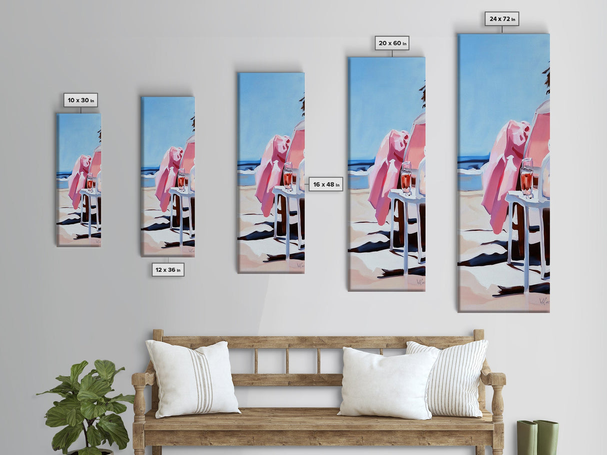 Beach Lounge, Coastal Retreat, Relaxing Seaside, Framed Canvas Print, Minimalist Art, Nautical Wall Art, Summer Decor, Living Room Art