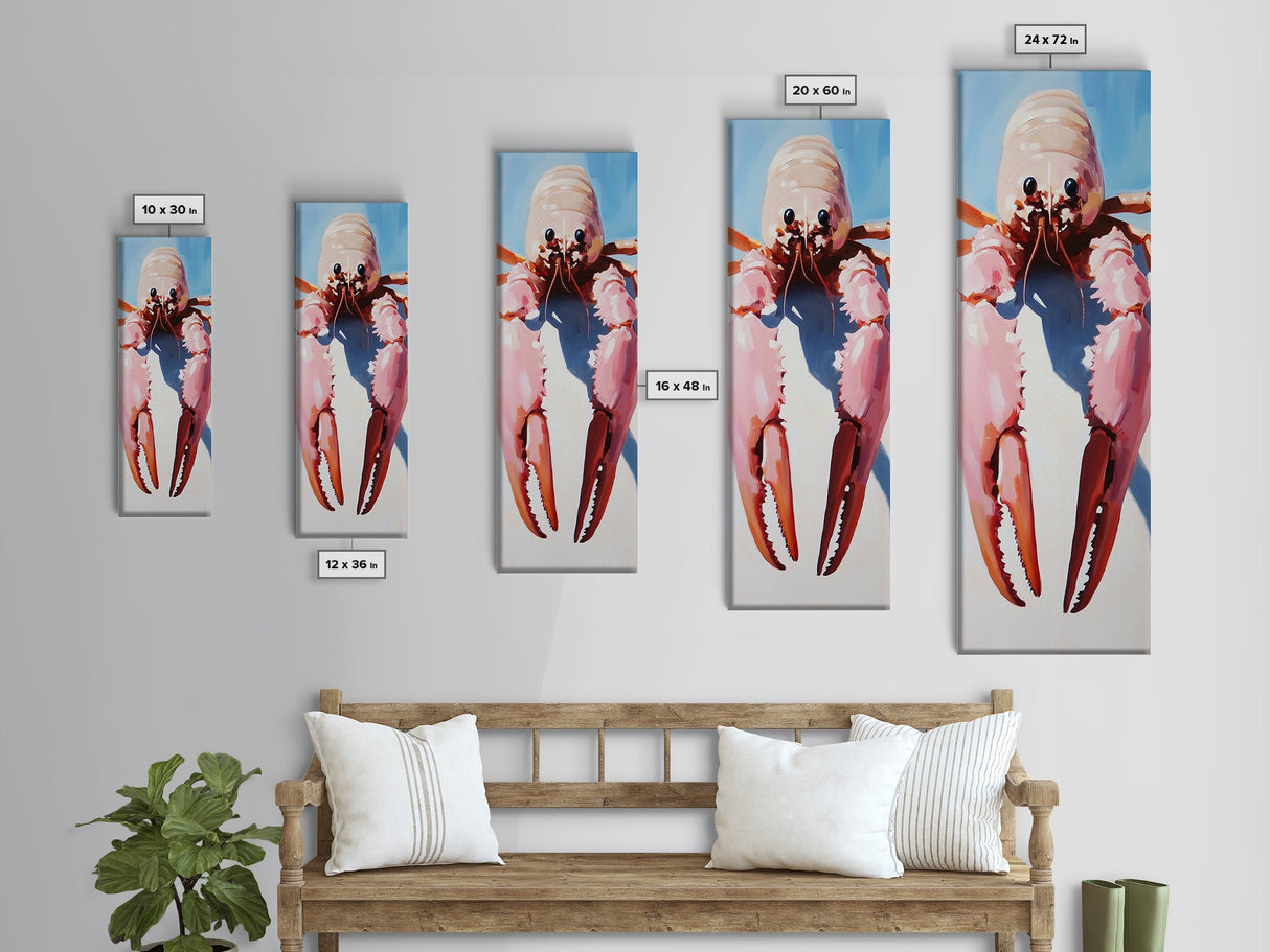 Quirky Crustacean Art, Bold Seafood Print, Coastal Decor, Framed Canvas Print, Playful Ocean Aesthetic, Kitchen Wall Art, Nautical
