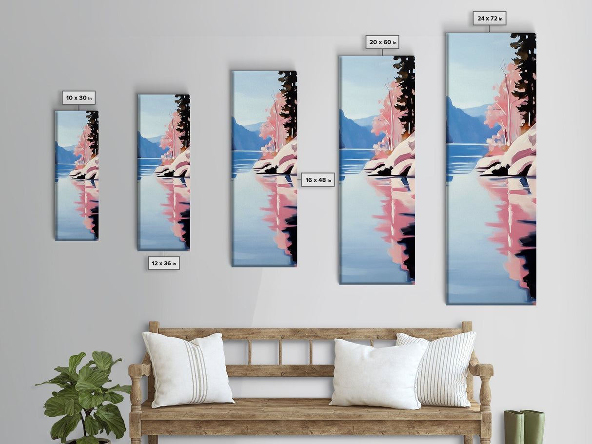 Lake Reflection Art, Serene Landscape, Nature Print, Framed Canvas Print, Minimalist Wall Decor, Living Room Art, Peaceful Aesthetic