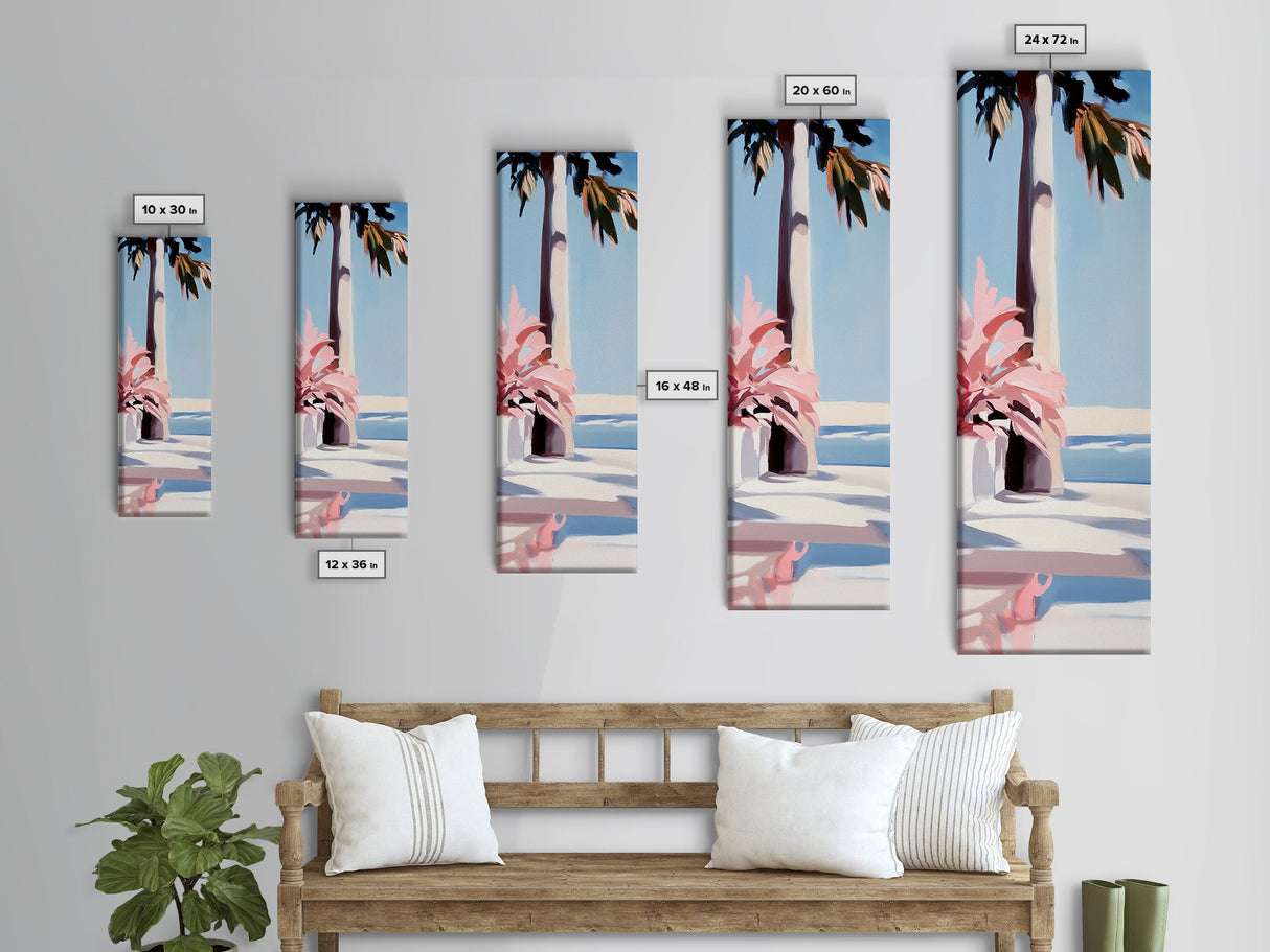 Coastal Palm Tree, Tropical Wall Art, Seaside Home Decor, Framed Canvas Print, Pastel Beach Aesthetic, Living Room Art, Summer Vibes