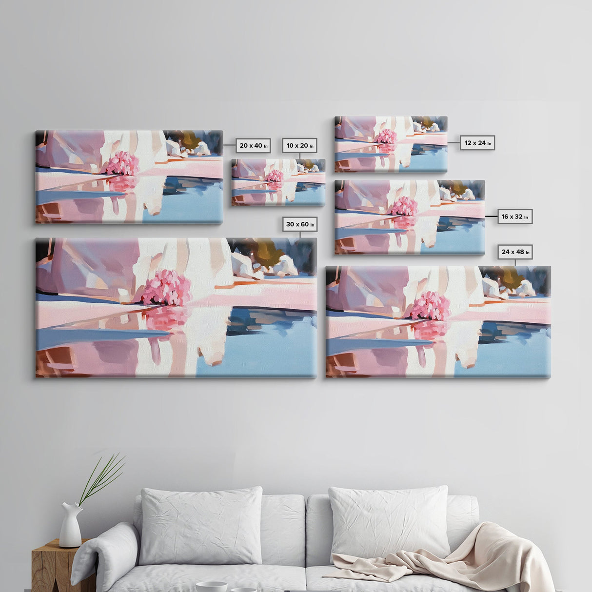 Pink Reflection, Abstract Nature, Boho Art, Floral Wall Decor, Bedroom Wall Art, Canvas Print, Minimalist Water Reflection, Pastel Tones