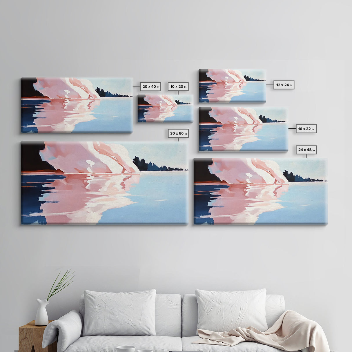 Iceberg Reflection, Arctic Landscape, Cool Tones, Ocean Scene, Framed Canvas Print, Modern Wall Art, Office Decor, Coastal Painting