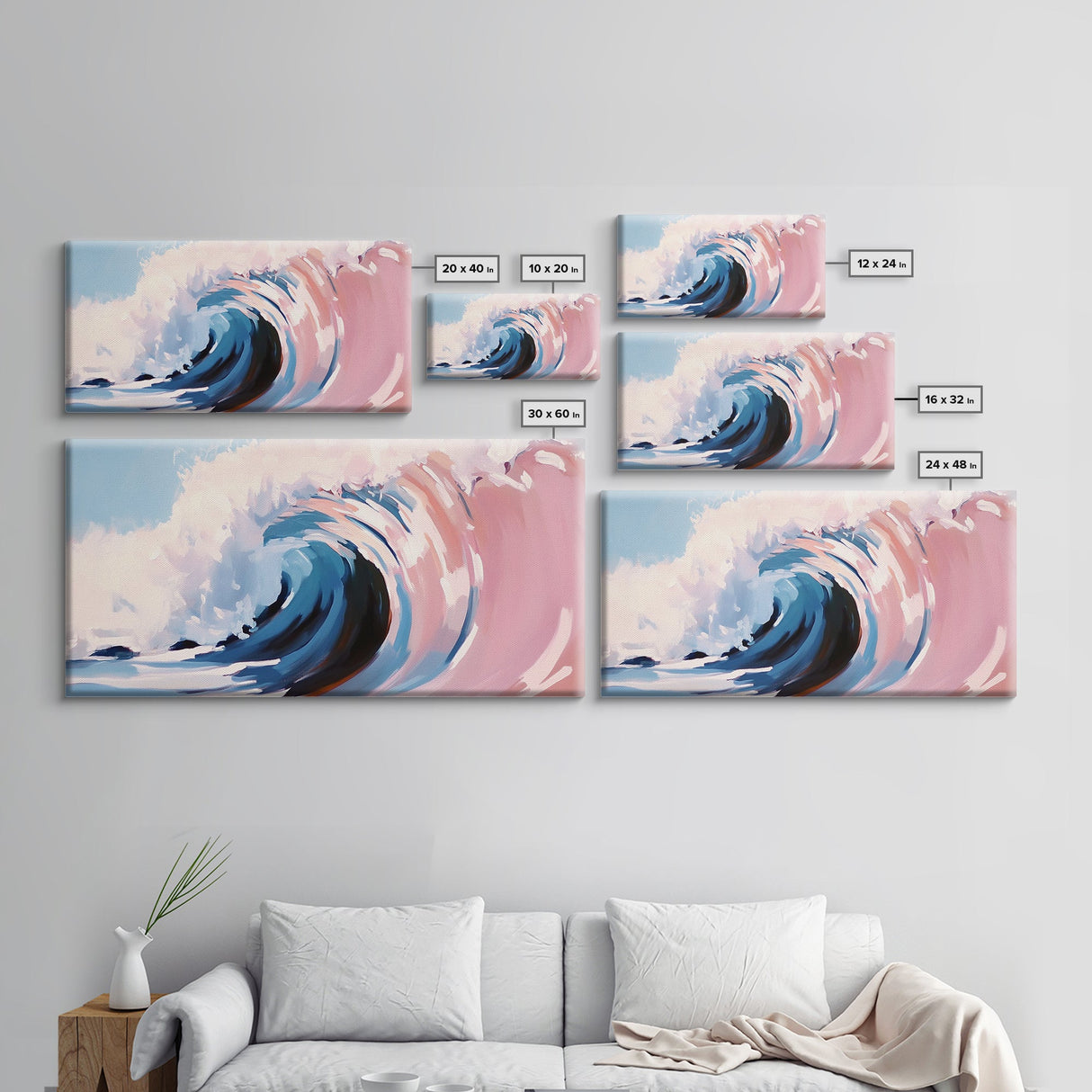 Rolling Surf, Coastal Wall Art, Wave Painting, Ocean Aesthetic, Nautical Decor, Beach House Art, Modern Abstract, Framed Canvas Print