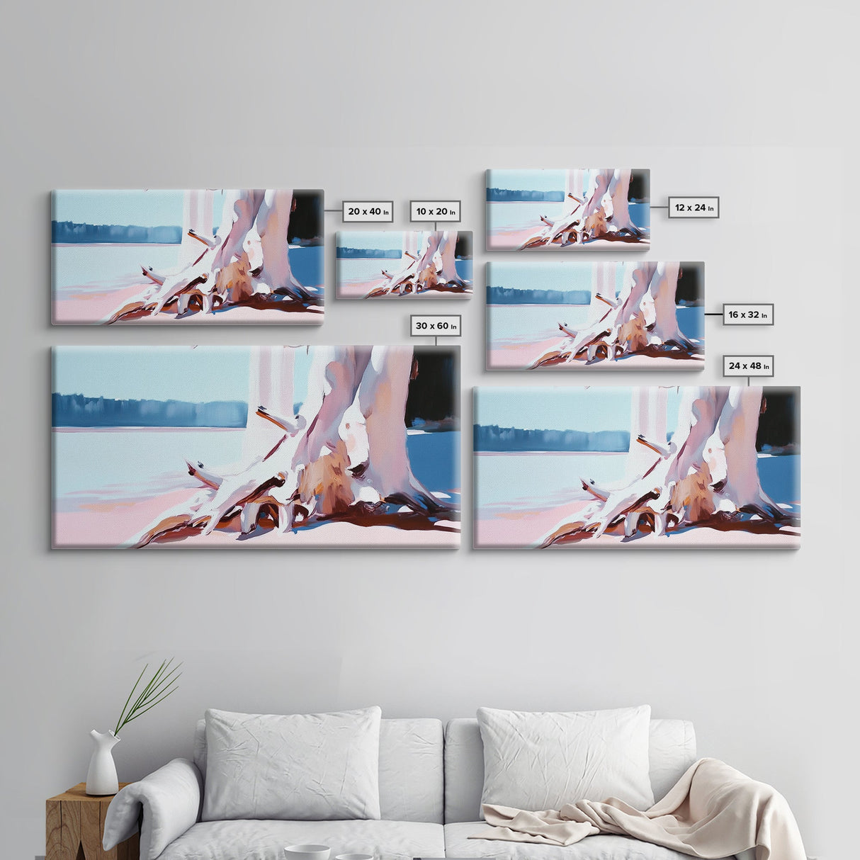 Lake Reflection, Tranquil Water, Nature Art, Peaceful Landscape, Forest Painting, Serene Aesthetic, Modern Minimalist, Canvas Print