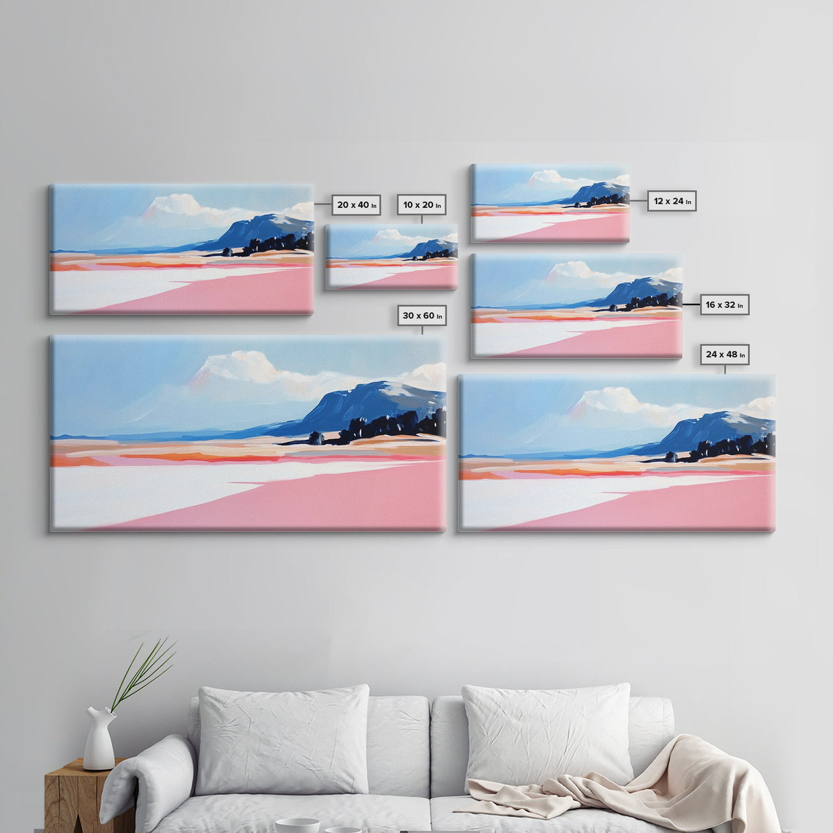 Mountain Horizon, Pastel Desert, Sunset Landscape, Canvas Print, Southwest Wall Art, Earth Tone Decor, Living Room Artwork, Scenic Painting