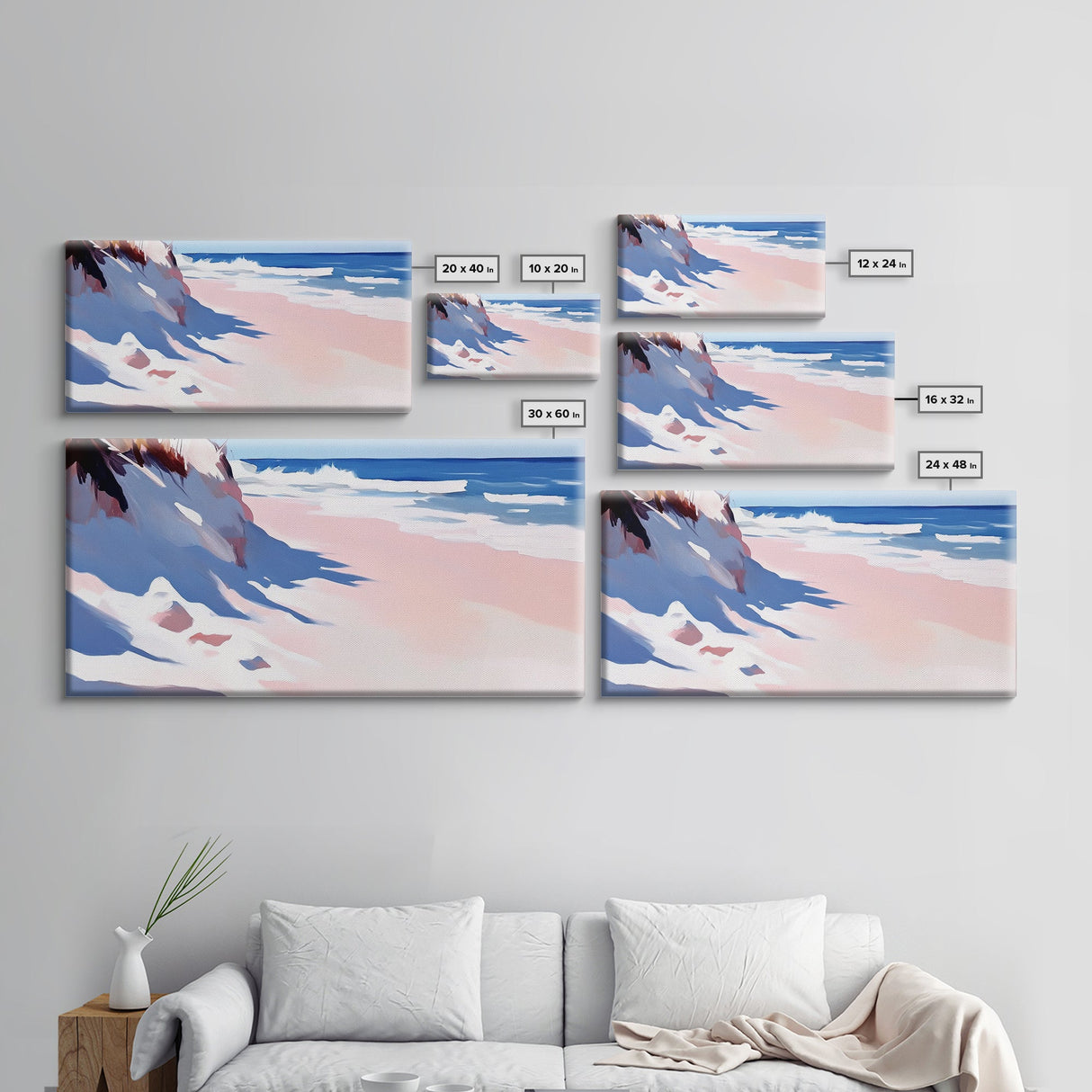 Ocean Waves, Coastal, Abstract, Canvas Print, Beach Wall Art, Living Room Decor, Modern Seascape, Blue and White, Nautical Theme