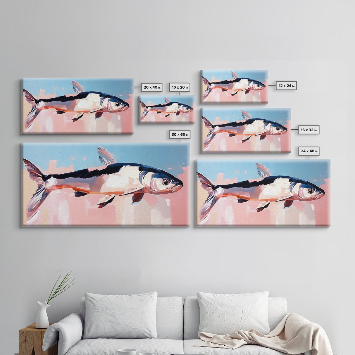 Floating Fish, Ocean Art, Underwater Canvas Print, Beach House Decor, Coastal Wall Art, Nature Inspired Art, Minimalist Wall Decor