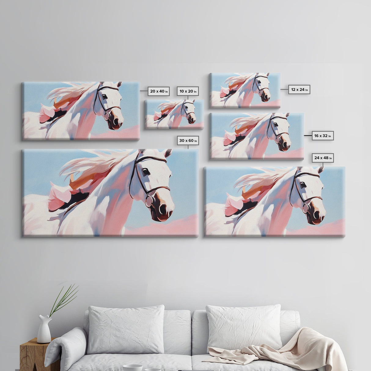 Wild Horse, Equestrian Art, Western Decor, Boho Wall Art, Pastel Painting, Framed Canvas Print, Bedroom Art, Farmhouse Aesthetic
