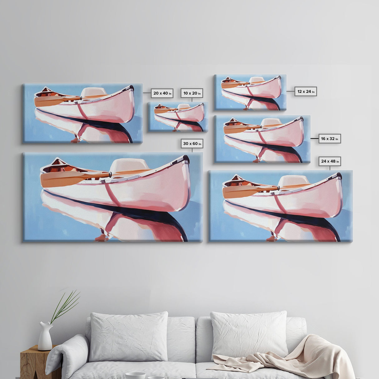 Rowboat, Water Reflection, Nautical Wall Art, Serene Coastal Decor, Minimalist Lake House Art, Framed Canvas Print, Gift Idea