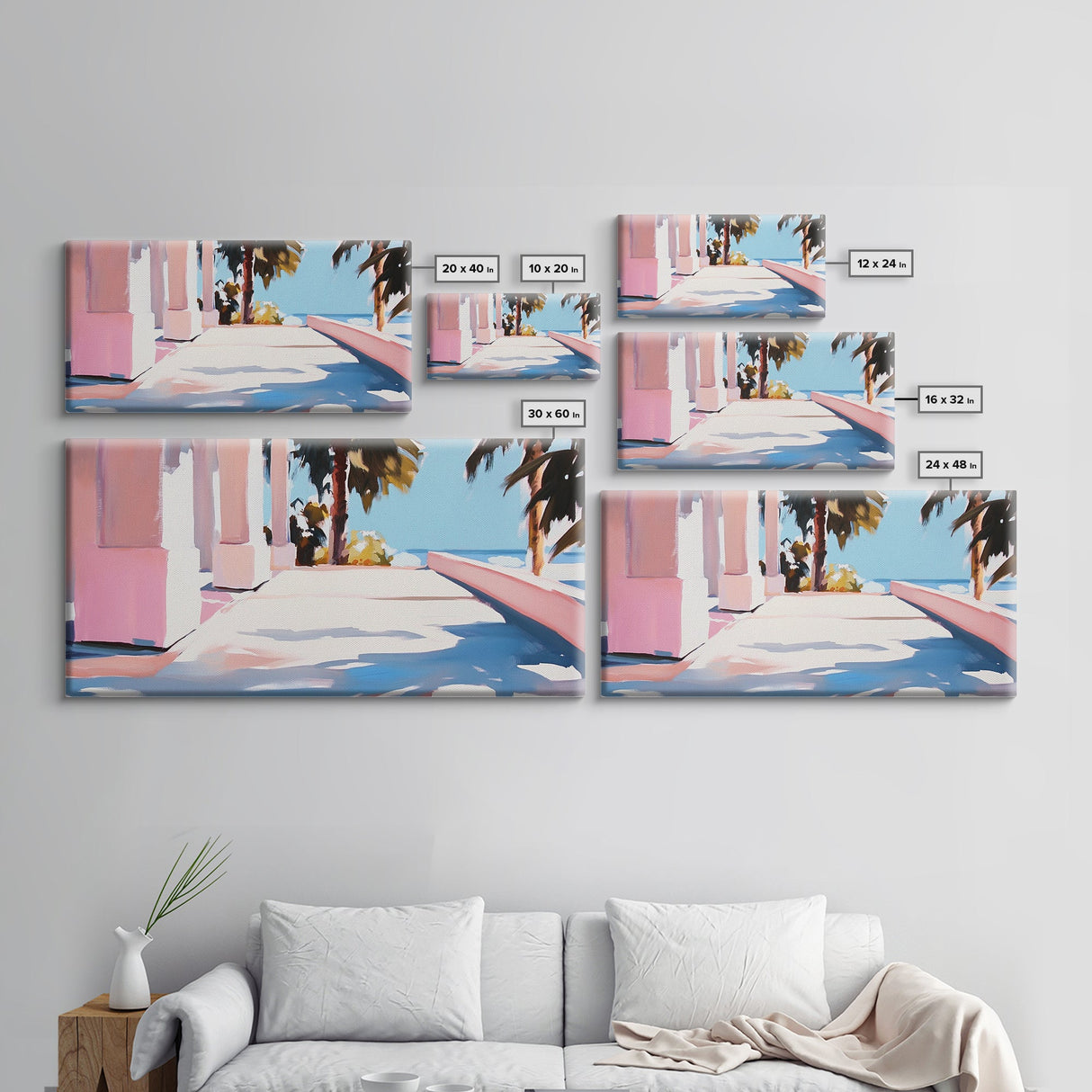 Palm Trees, Ocean View, Coastal Retreat, Canvas Print, Tropical Wall Art, Beach House Decor, Living Room Painting, Modern Minimalist Art