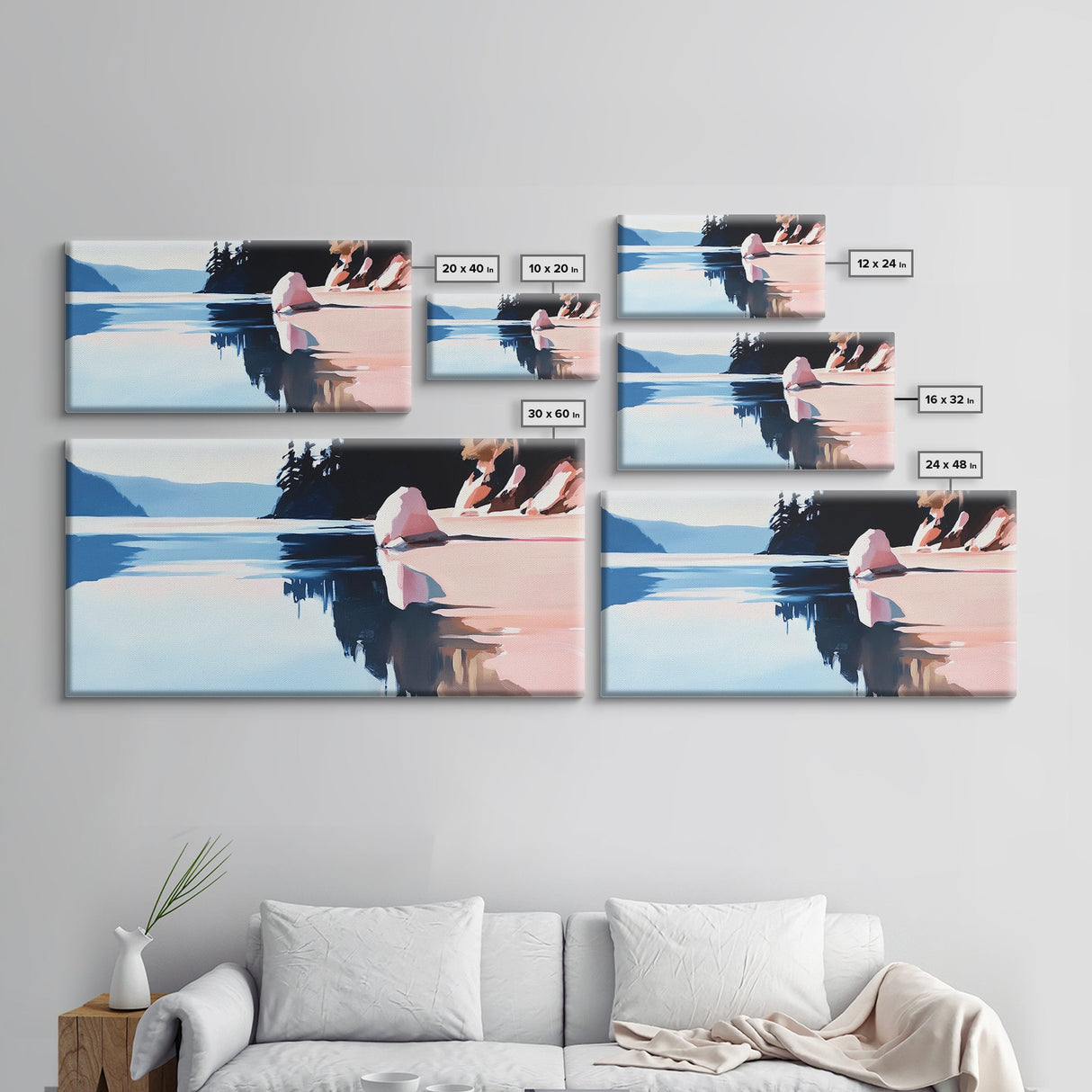 Lake Reflection, Mountain Art, Serene Landscape, Nature Aesthetic, Canvas Print, Modern Wall Art, Peaceful Lake Scene, Minimalist Home Decor