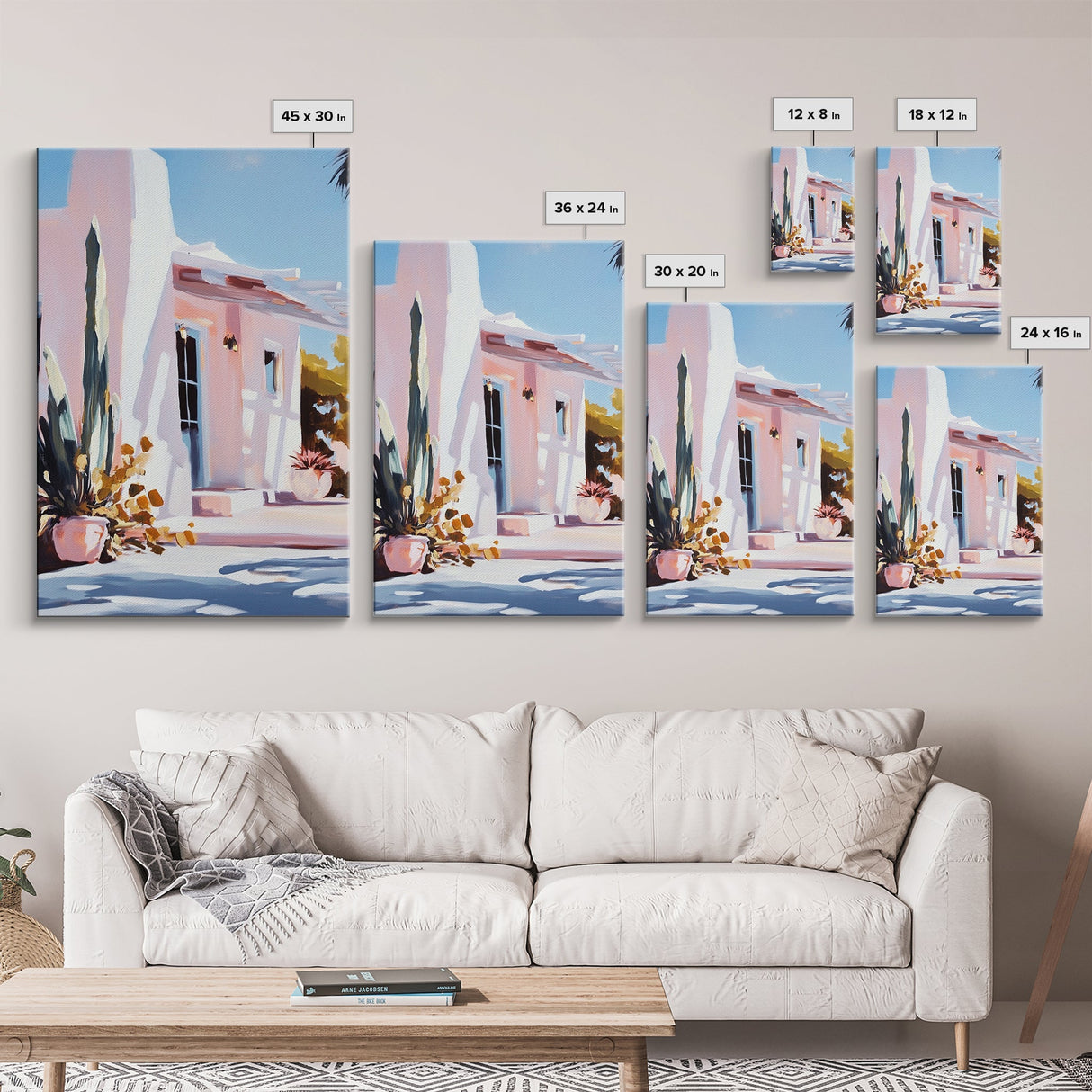 Desert House, Southwest Art, Warm Aesthetic, Boho Home, Framed Canvas Print, Modern Rustic Decor, Living Room Wall Art, Earthy Colors