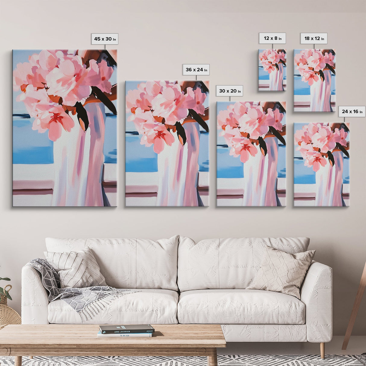 Floral Bouquet, Feminine Art, Elegant Flowers, Canvas Print, Romantic Wall Art, Pink Decor, Soft Pastel Aesthetic, Bedroom Artwork