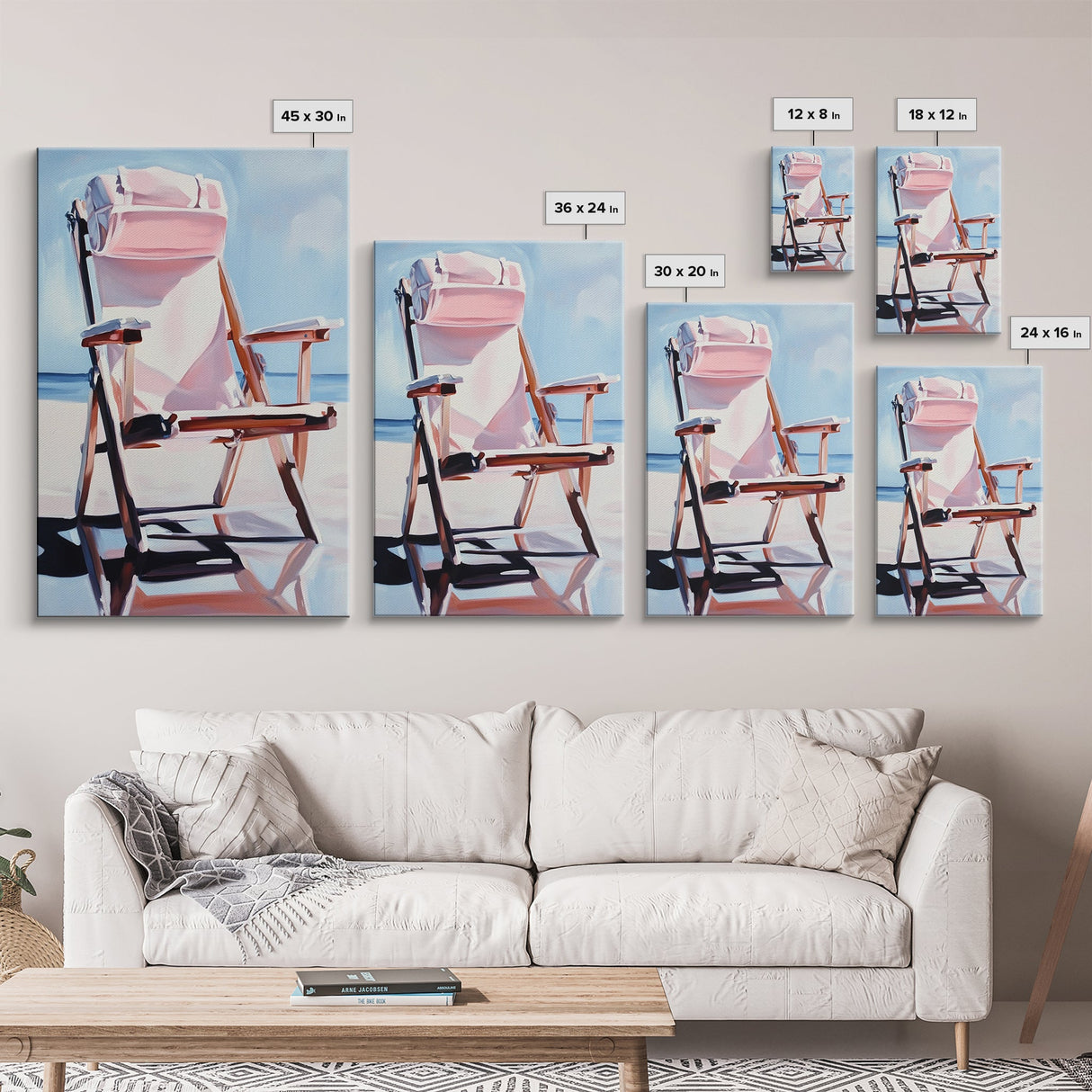 Beach Chair, Relaxing Art, Seaside Escape, Summer Vibes, Canvas Print, Coastal Home Decor, Boho Aesthetic, Minimalist Beach Scene