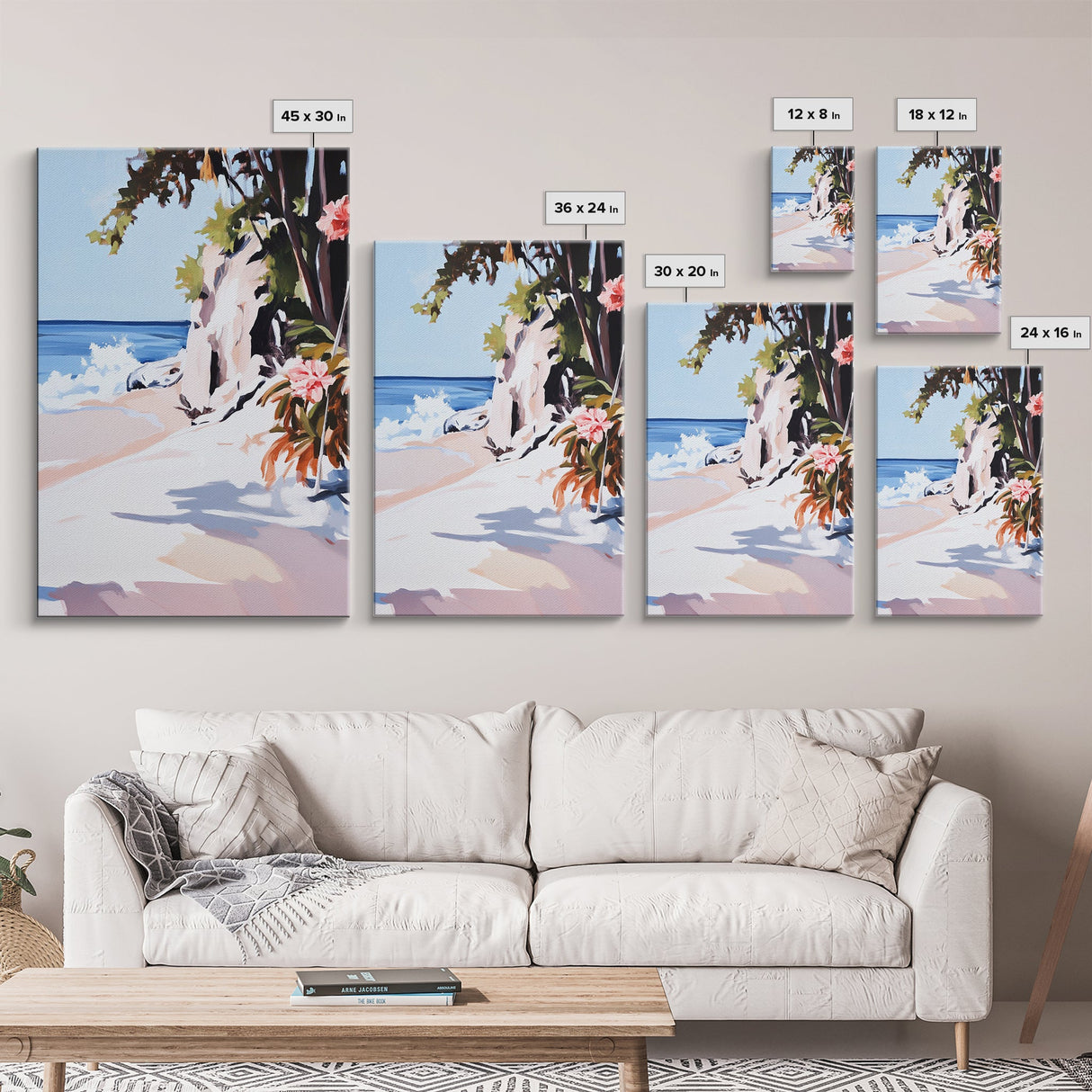 Tropical, Waves, Vibrant, Serenity, Canvas Print, Summer Wall Art, Bright Coastal Decor, Beach House Artwork, Nature-Inspired Living Room Art