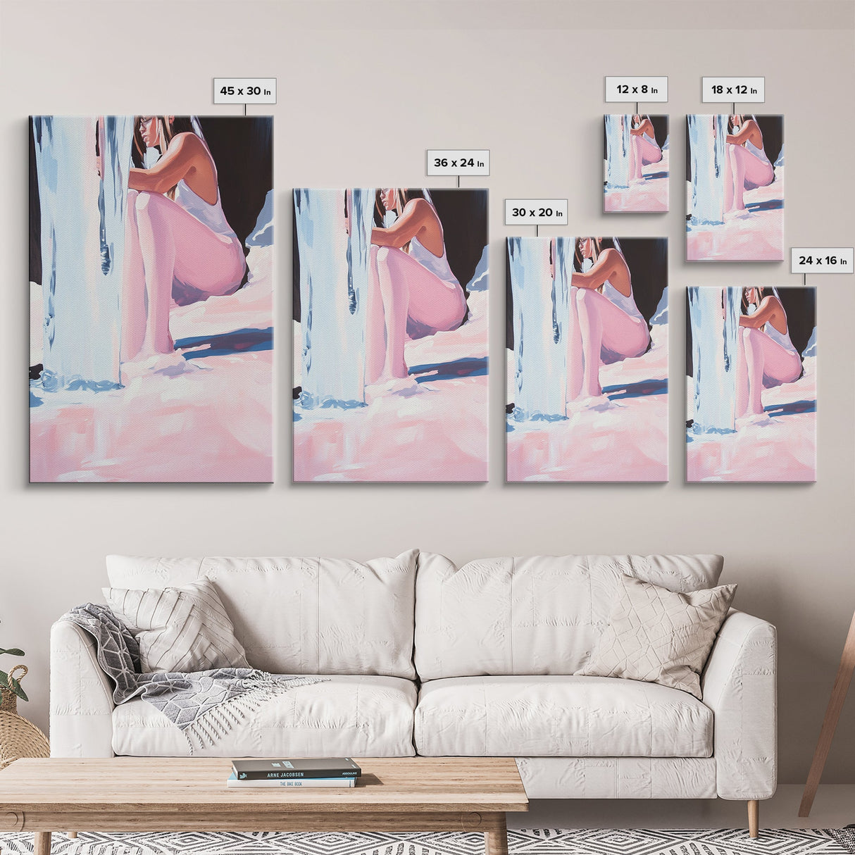 Girl Sitting, Reflective Mood, Canvas Print, Emotional Artwork, Modern Aesthetic, Contemporary Art, Minimalist Wall Art, Bedroom Decor