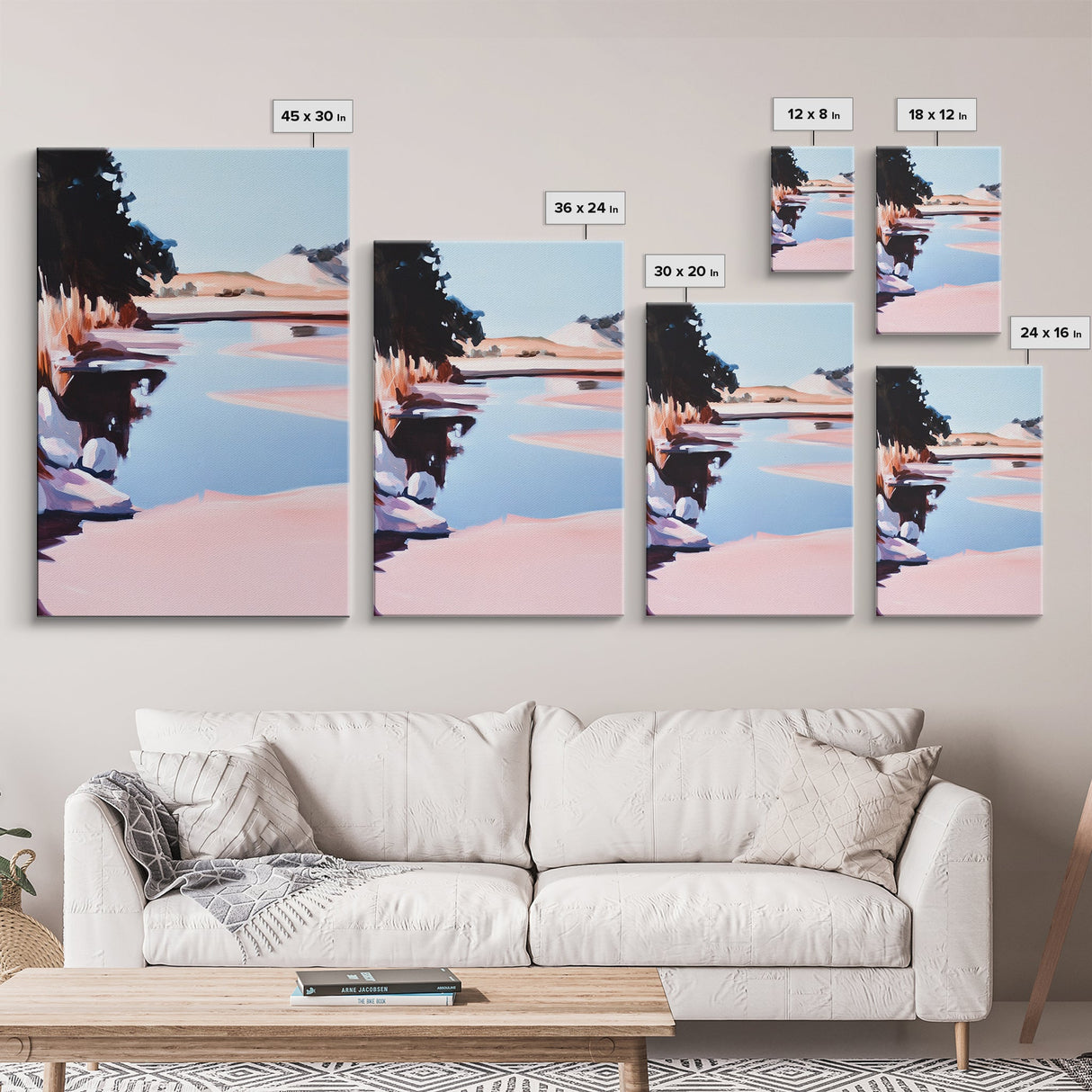 Tranquil Lake, Serene Nature, Reflection Landscape, Framed Canvas Print, Cozy Wall Art, Minimalist Home Decor, Bedroom Artwork