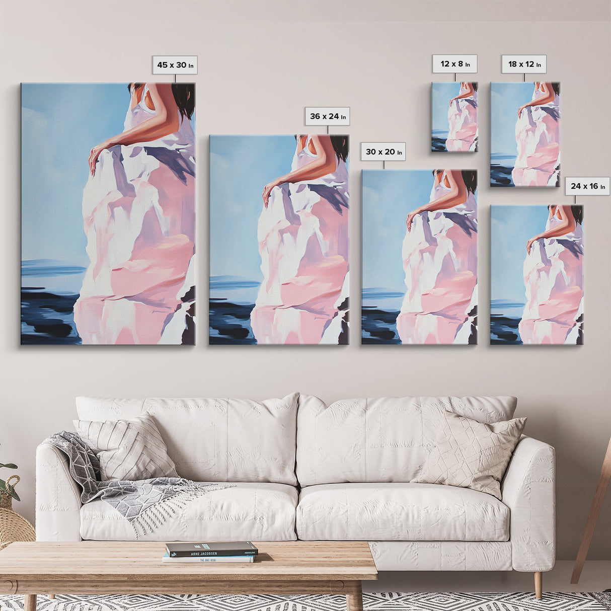 Elegant Woman, Fashion Art, Feminine Aesthetic, Minimalist Painting, Chic Wall Art, Soft Pastel Decor, Canvas Print, Bedroom Wall Art