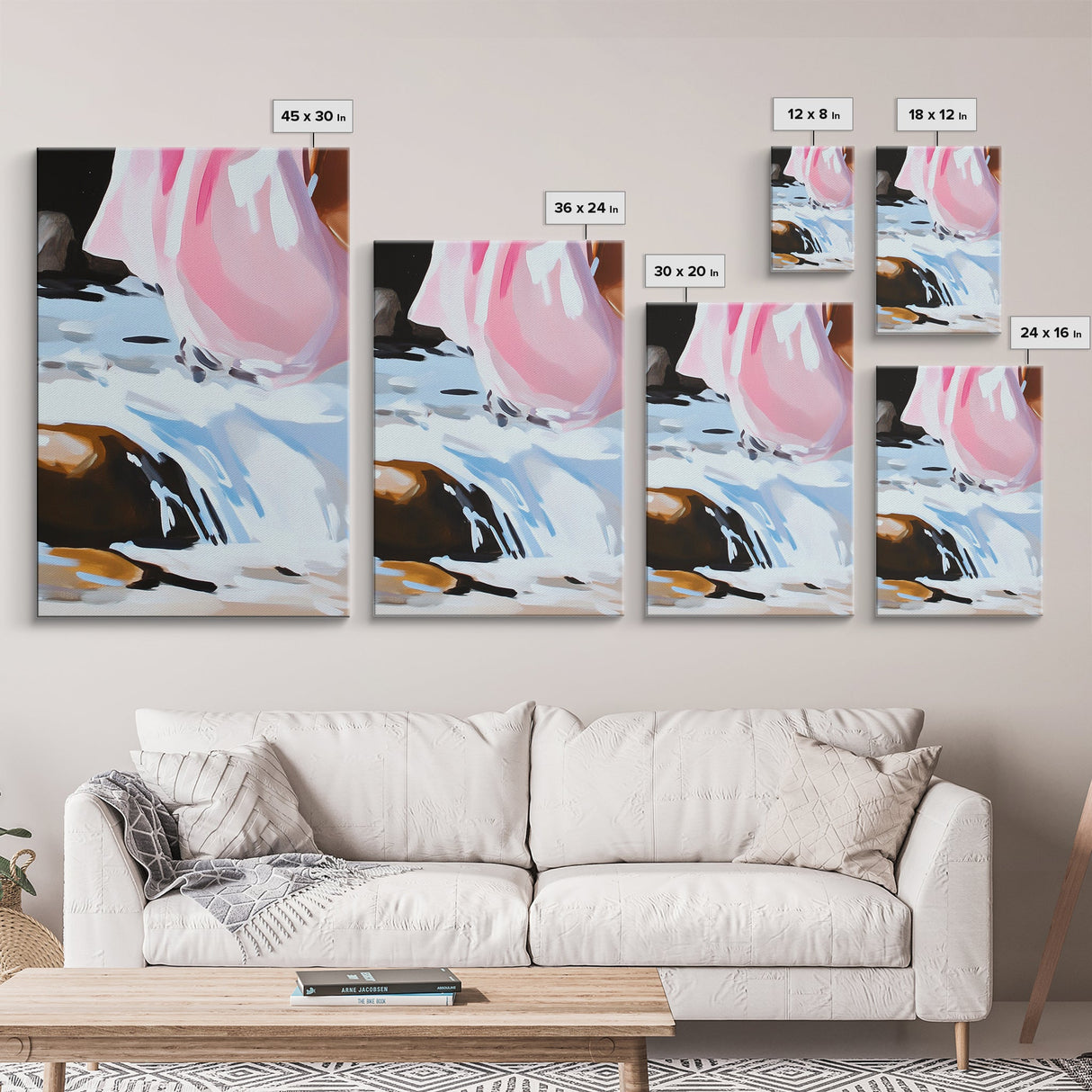 Waterfall, Flowing Stream, Ethereal, Framed Canvas Print, Nature Inspired Wall Art, Dreamy Landscape, Abstract Water Art, Zen Home Decor